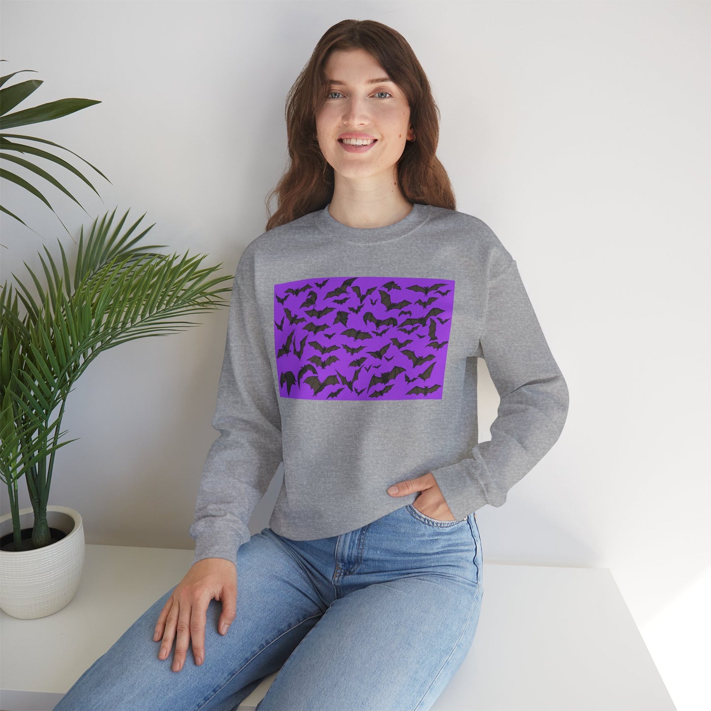 Spooky Bat Crewneck Sweatshirt for Halloween