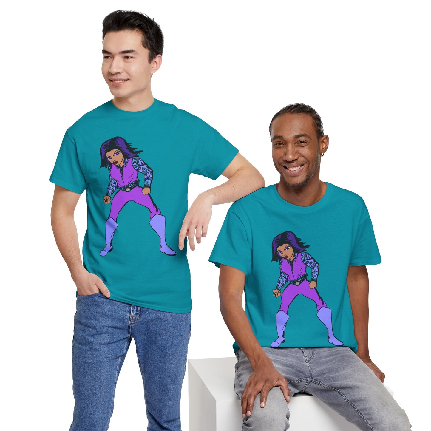 Retro Cartoon Hero Woman Character Unisex Heavy Cotton Tee, Vintage Graphic Tee, Fun T-Shirt, Gift for Fans, Casual Wear, Everyday Tee