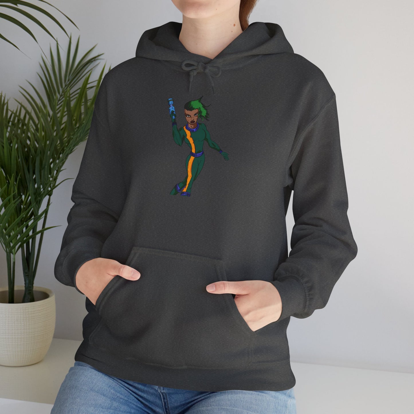 Funky Retro Space Warrior Hoodie - Unisex Heavy Blend™ Hooded Sweatshirt, Cozy Trendy Pullover, Perfect Gift for Dance Lovers, Party Vibes, [...]