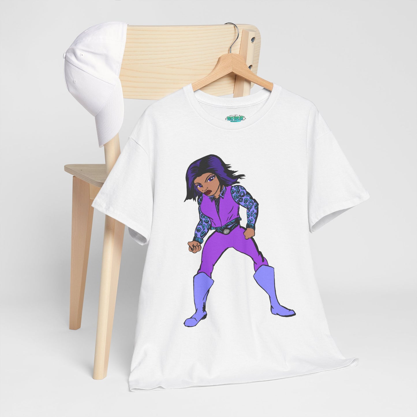 Retro Cartoon Hero Woman Character Unisex Heavy Cotton Tee, Vintage Graphic Tee, Fun T-Shirt, Gift for Fans, Casual Wear, Everyday Tee