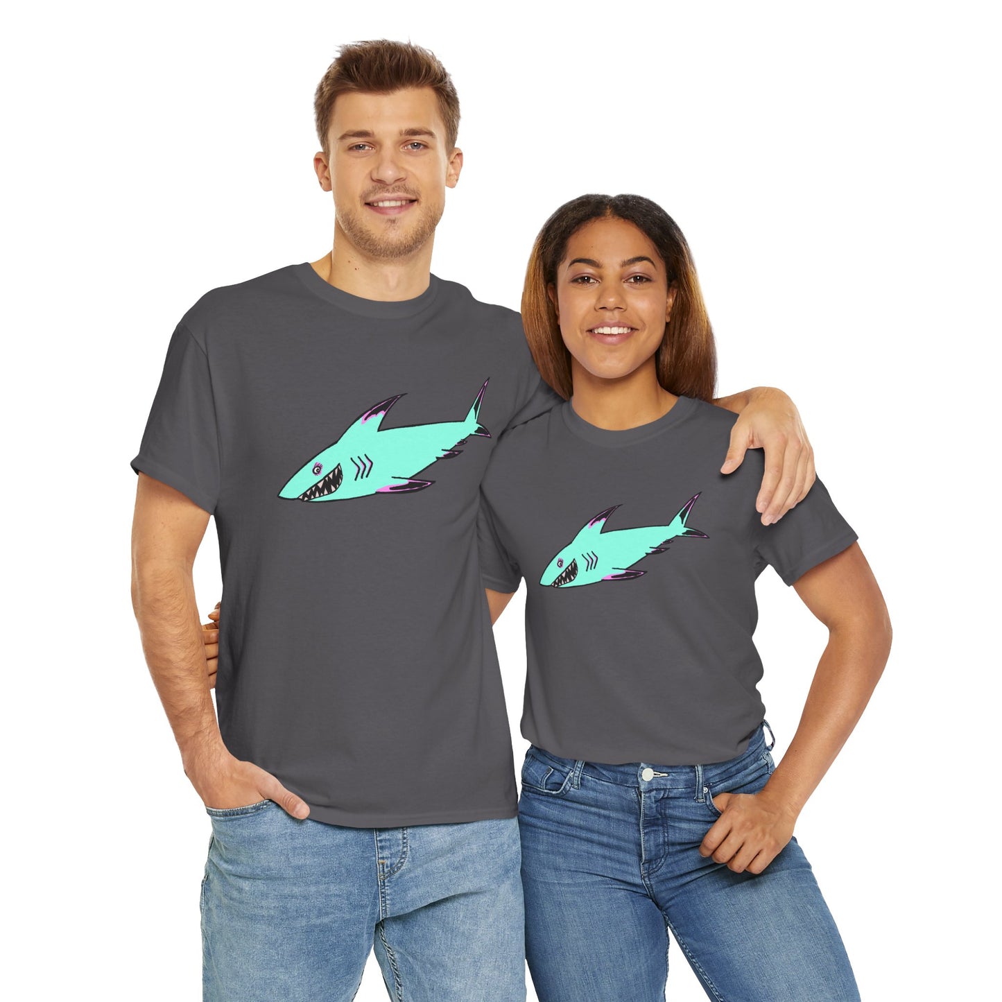 Cool Shark Graphic Unisex Heavy Cotton Tee, Ocean Lover Shirt, Beachwear, Casual Everyday Tee, Gift for Sharks Fans