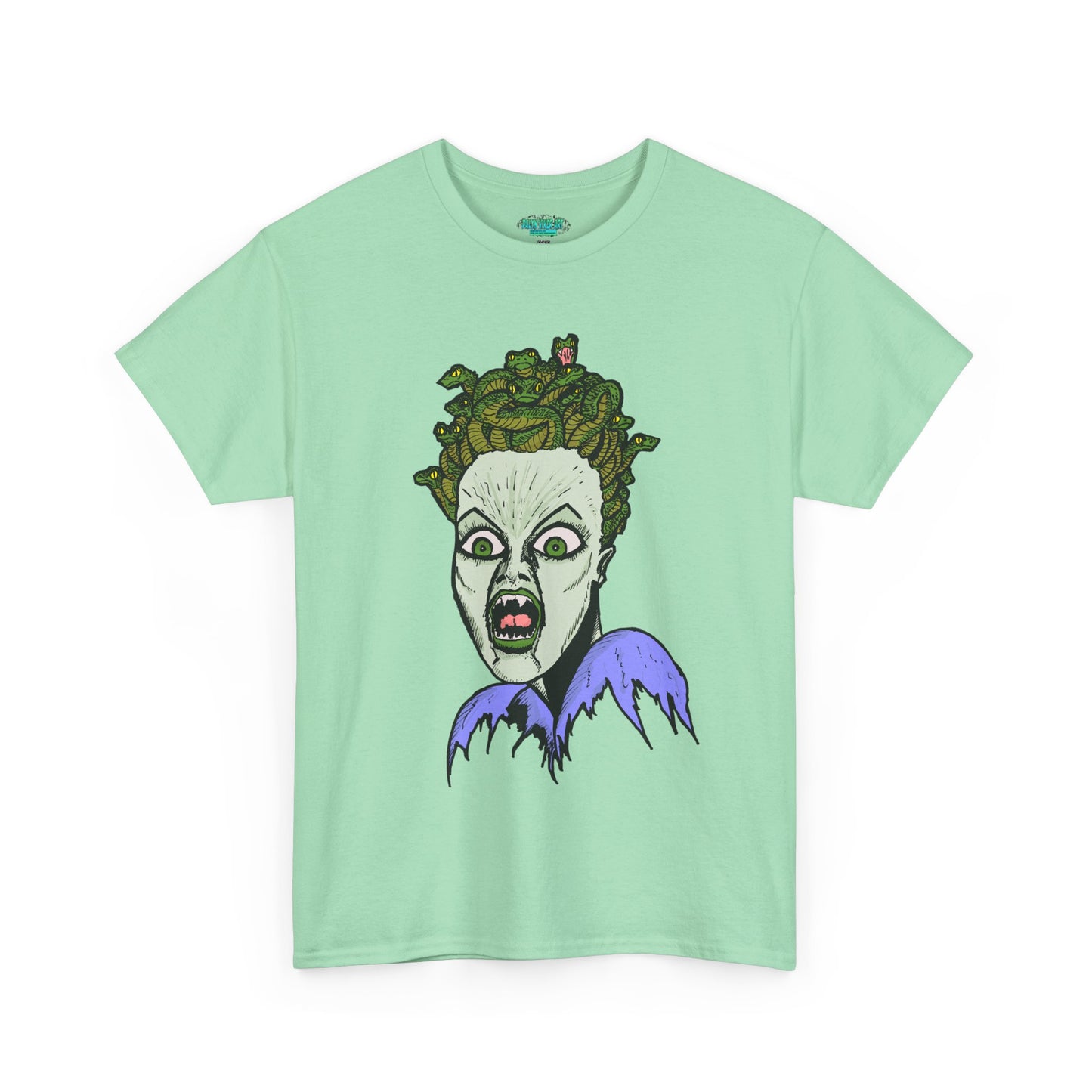 Spooky Medusa Unisex Heavy Cotton Tee - Perfect for Halloween, Horror Fans, Casual Wear, Party Outfits, Graphic Tees