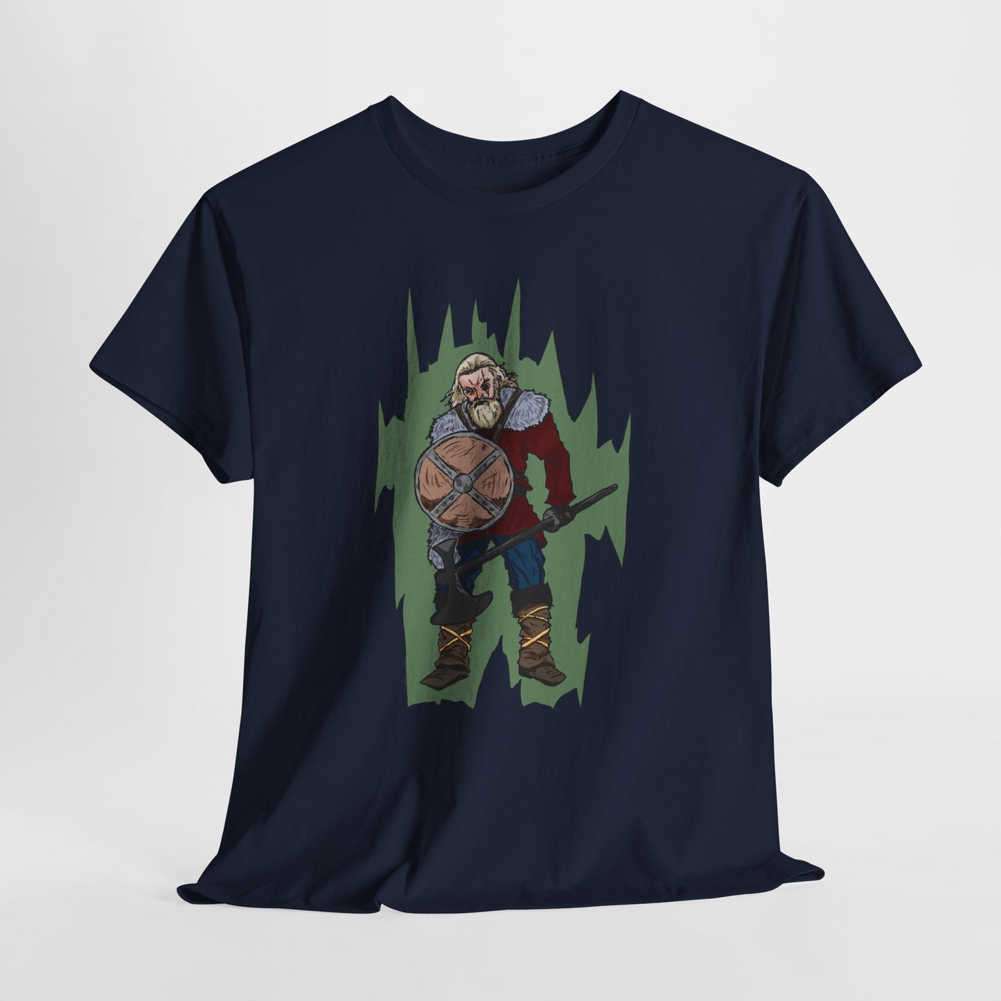 Epic Warrior Graphic Tee, Unisex Heavy Cotton Shirt, Casual Wear, Gamer Gift, Medieval Art Clothing, Battle Theme Fashion
