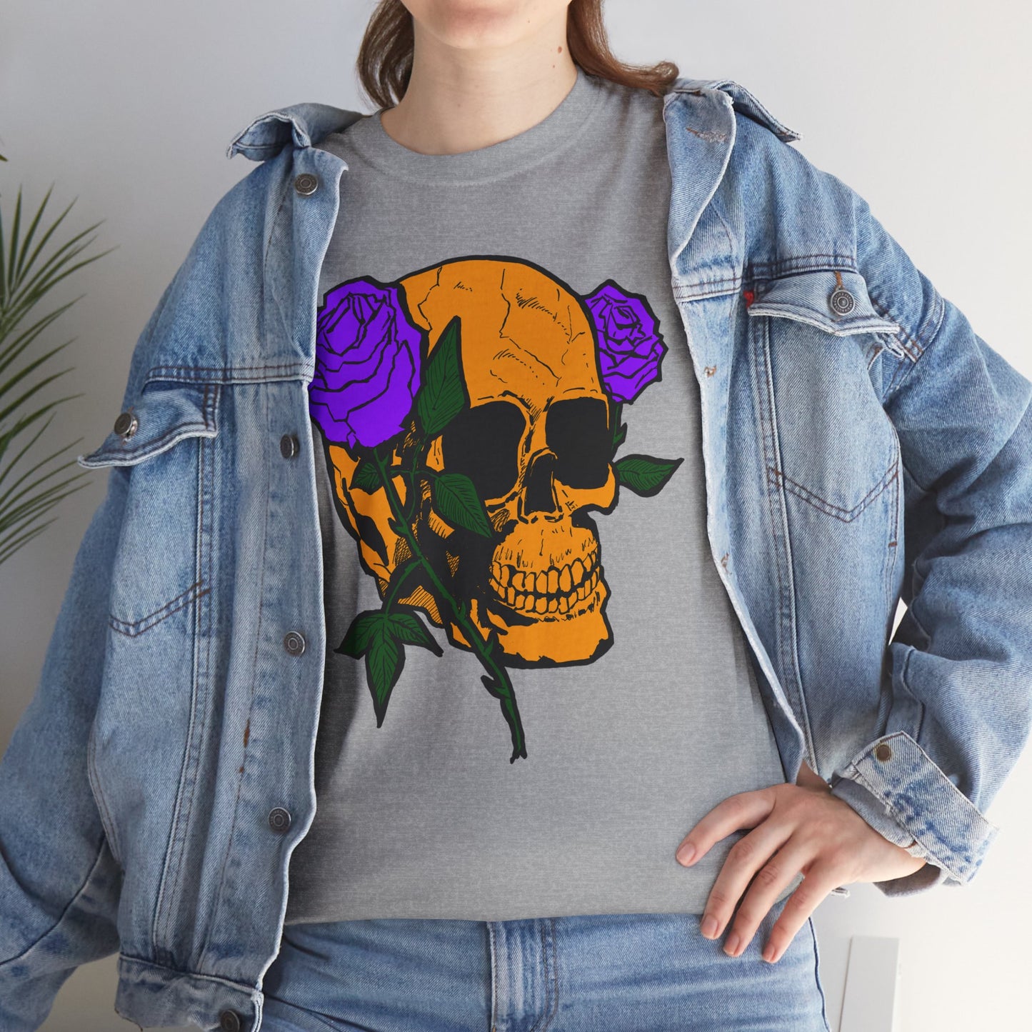 Skull and Roses Unisex Tee, Gothic Aesthetic Shirt, Vintage Graphic T-Shirt, Streetwear Essentials, Edgy Casual Wear