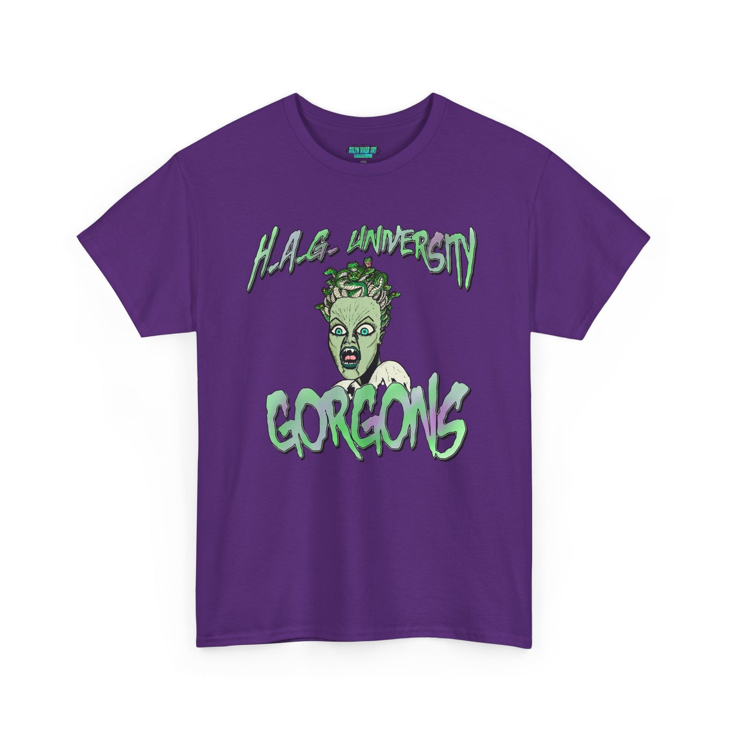 H.A.G. University Gorgons Unisex Heavy Cotton Tee - Spooky & Fun Graphic T-Shirt