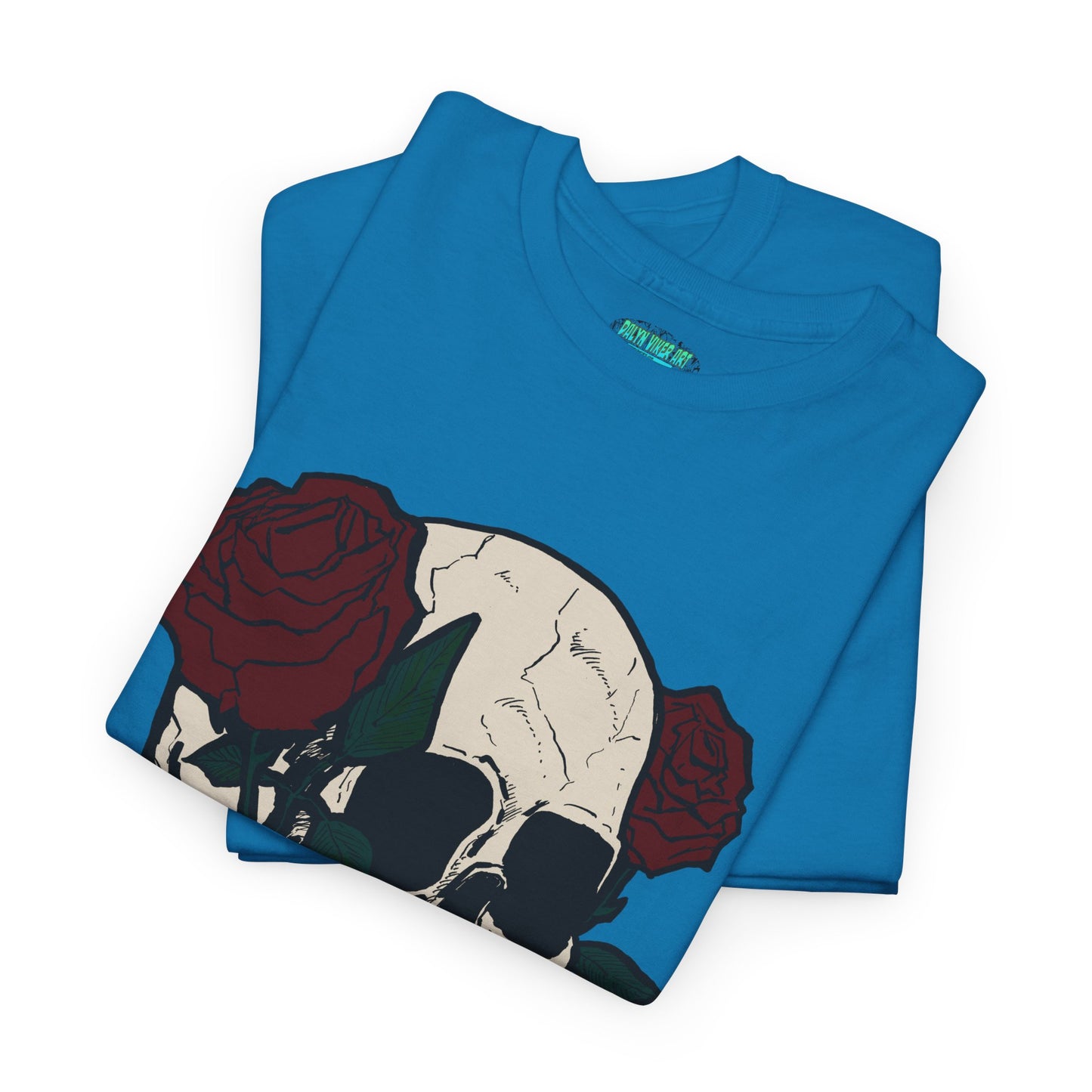Skull and Roses Unisex Heavy Cotton Tee - Edgy Graphic T-Shirt for Impactful Style