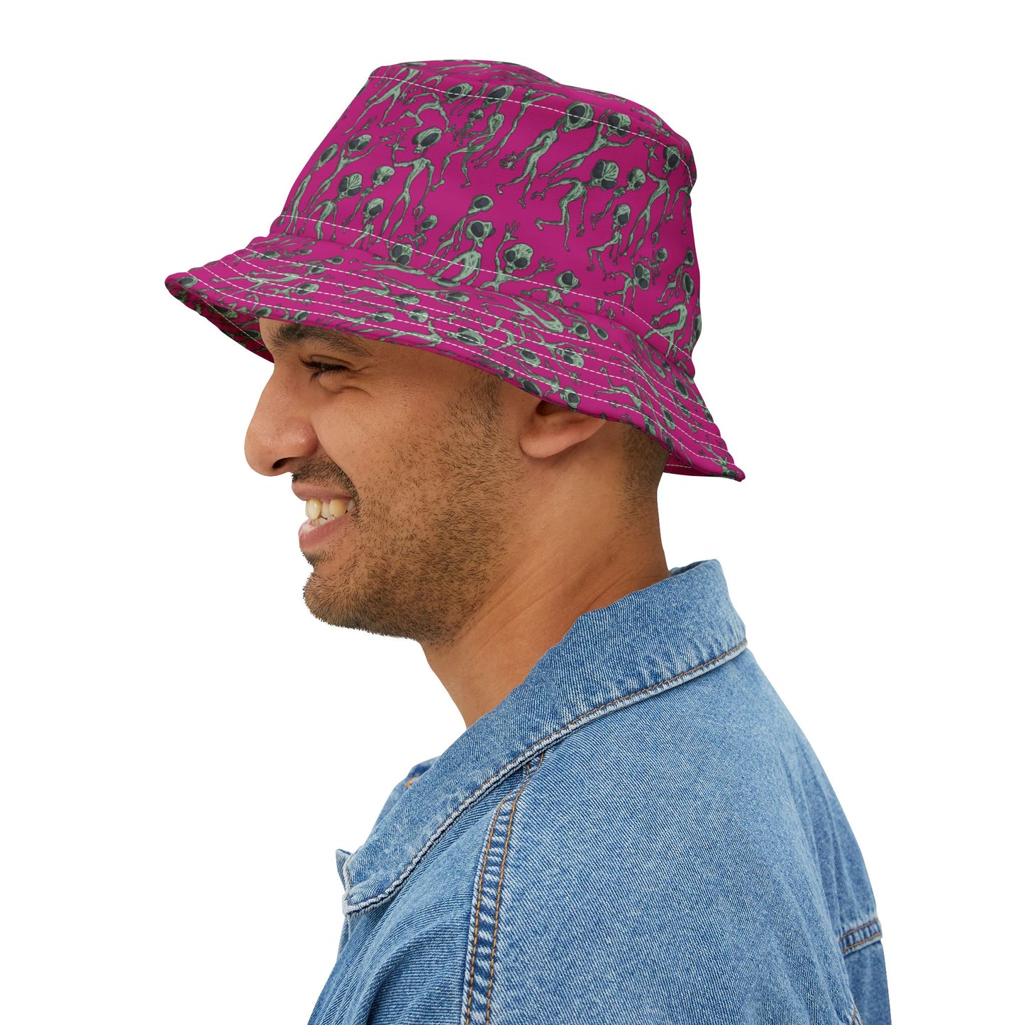Vibrant Alien Dance Party Print Bucket Hat for Trendy Fashion Lovers, Unique Summer Accessory, Festival Gear, Fun Gift, Vacation Must-Have