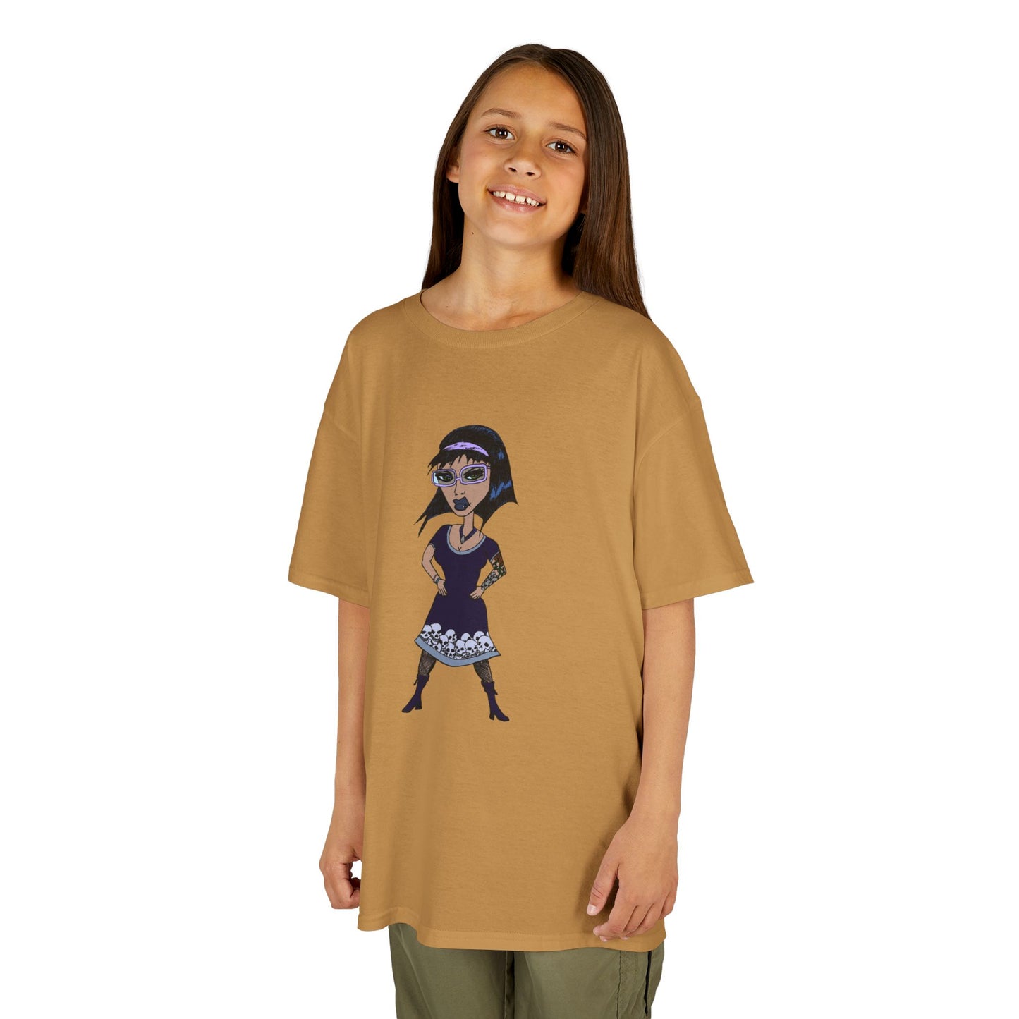 Kids Tee — Vintage Gothic Girl Cartoon Graphic Tee for Children
