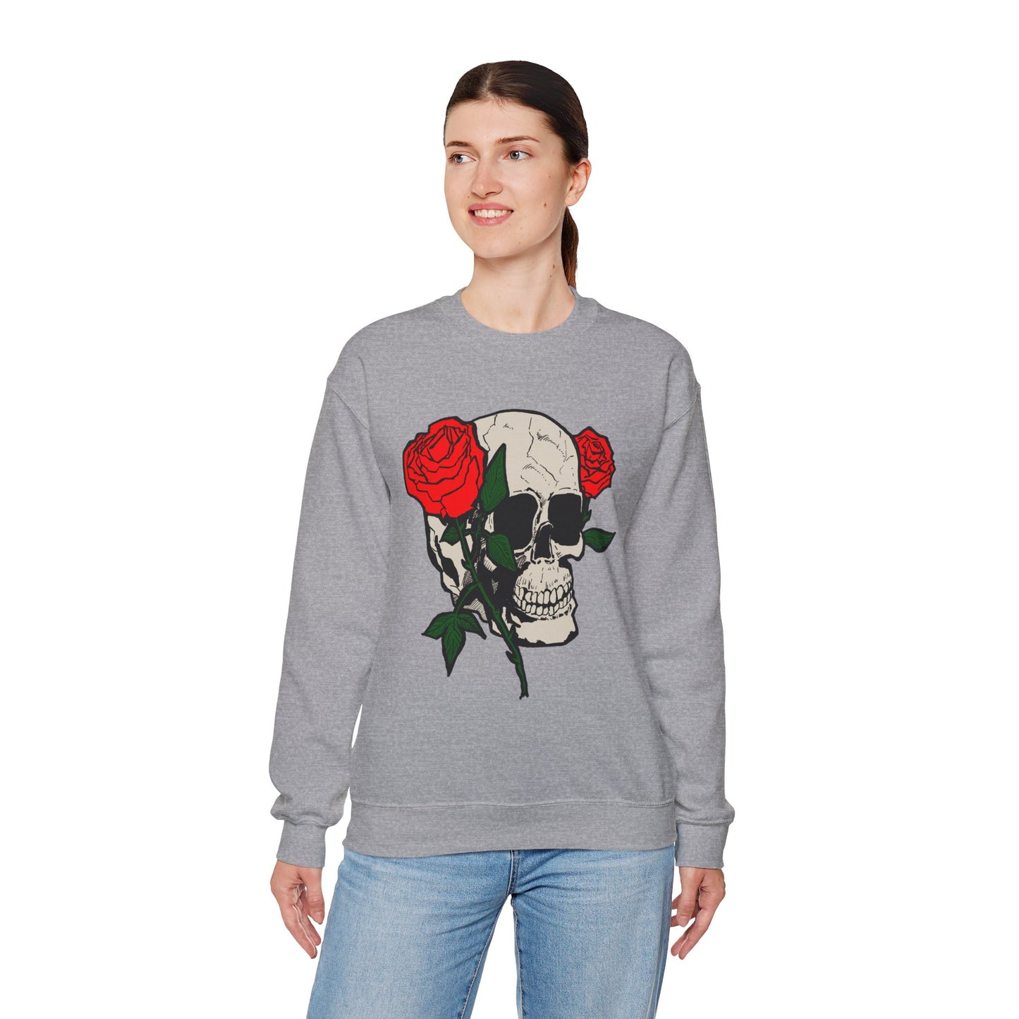 Skull and Roses Crewneck Sweatshirt