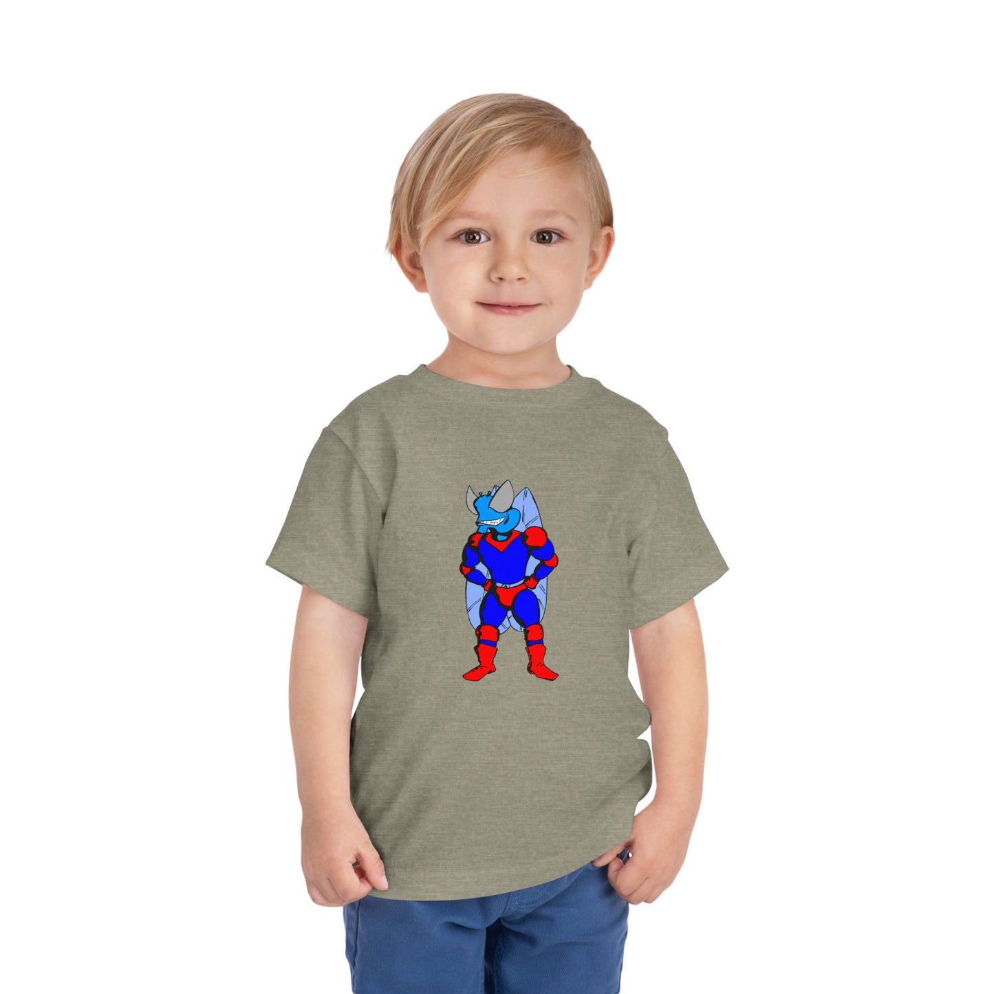 Astro-Fly Toddler Tee — Brave Blue Superhero Bug Graphic