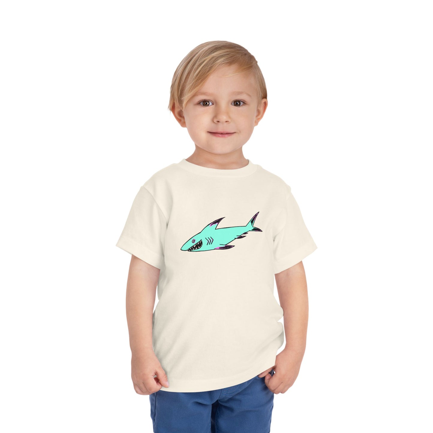 Toddler Tee — Cute Teal Shark Graphic Kids T‑Shirt