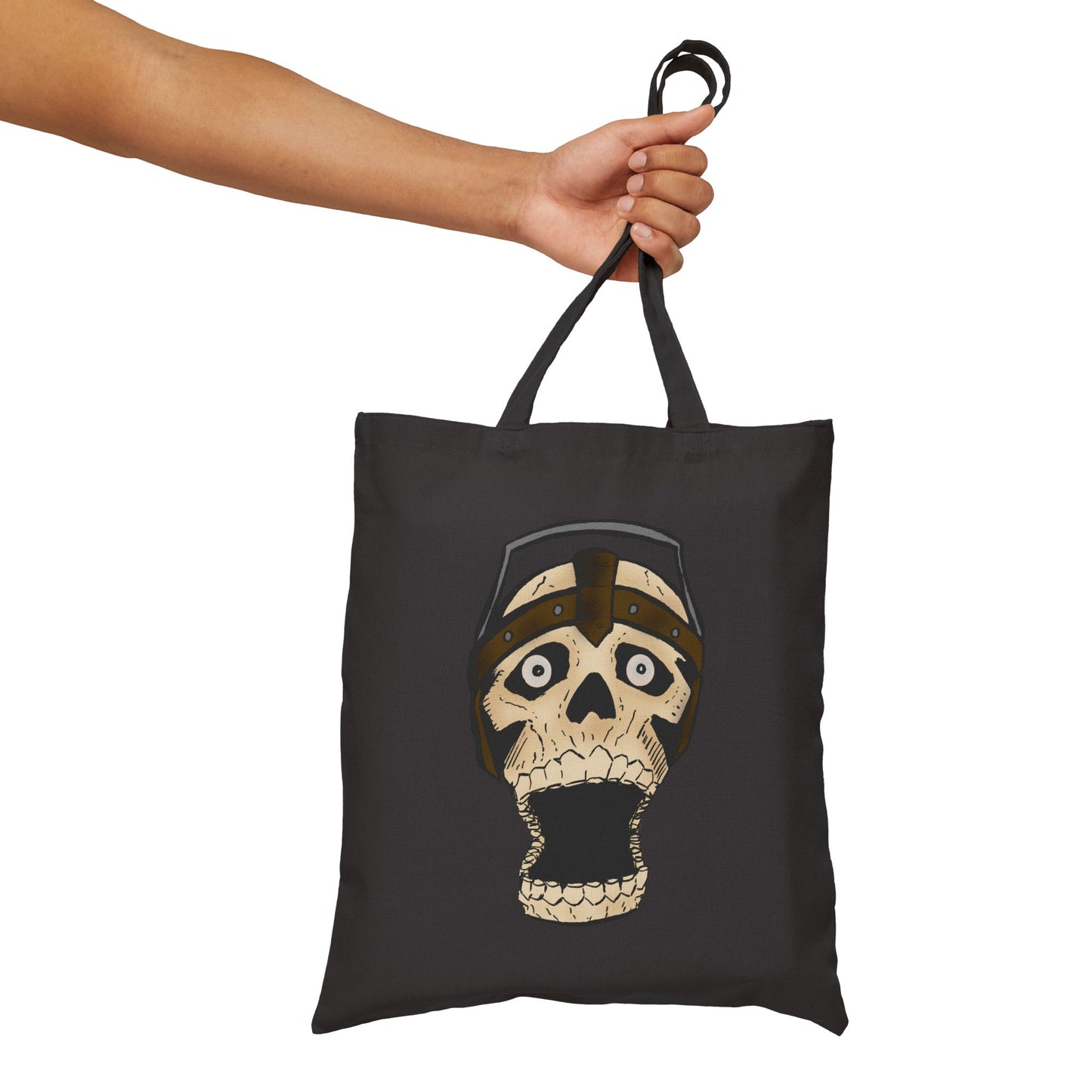 Screaming Skull Canvas Tote Bag — Retro Electrified Skull Design
