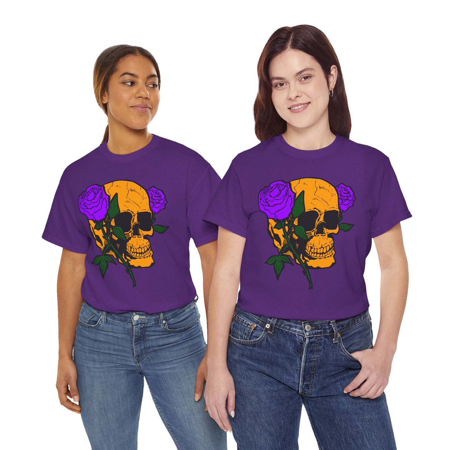 Skull and Roses Unisex Tee, Gothic Aesthetic Shirt, Vintage Graphic T-Shirt, Streetwear Essentials, Edgy Casual Wear