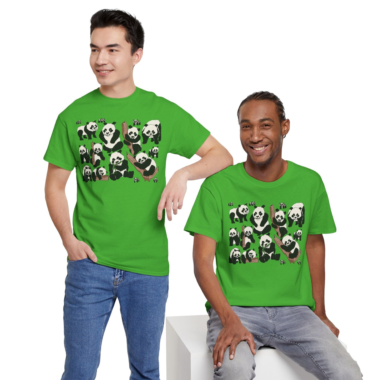 Cute Panda Design Unisex Heavy Cotton Tee | Animal Lover Gift, Casual Wear, Eco-Friendly Apparel, Nature Enthusiast Clothing