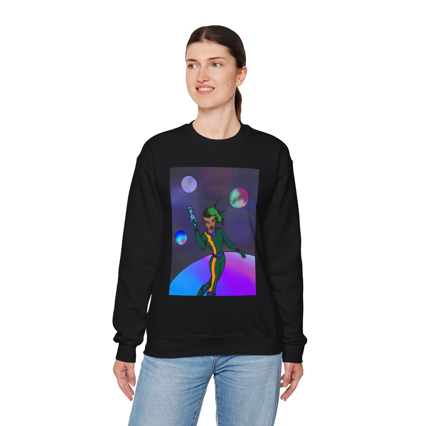 Cosmic Character Crewneck Sweatshirt – Fun, Unisex Design for Casual Style