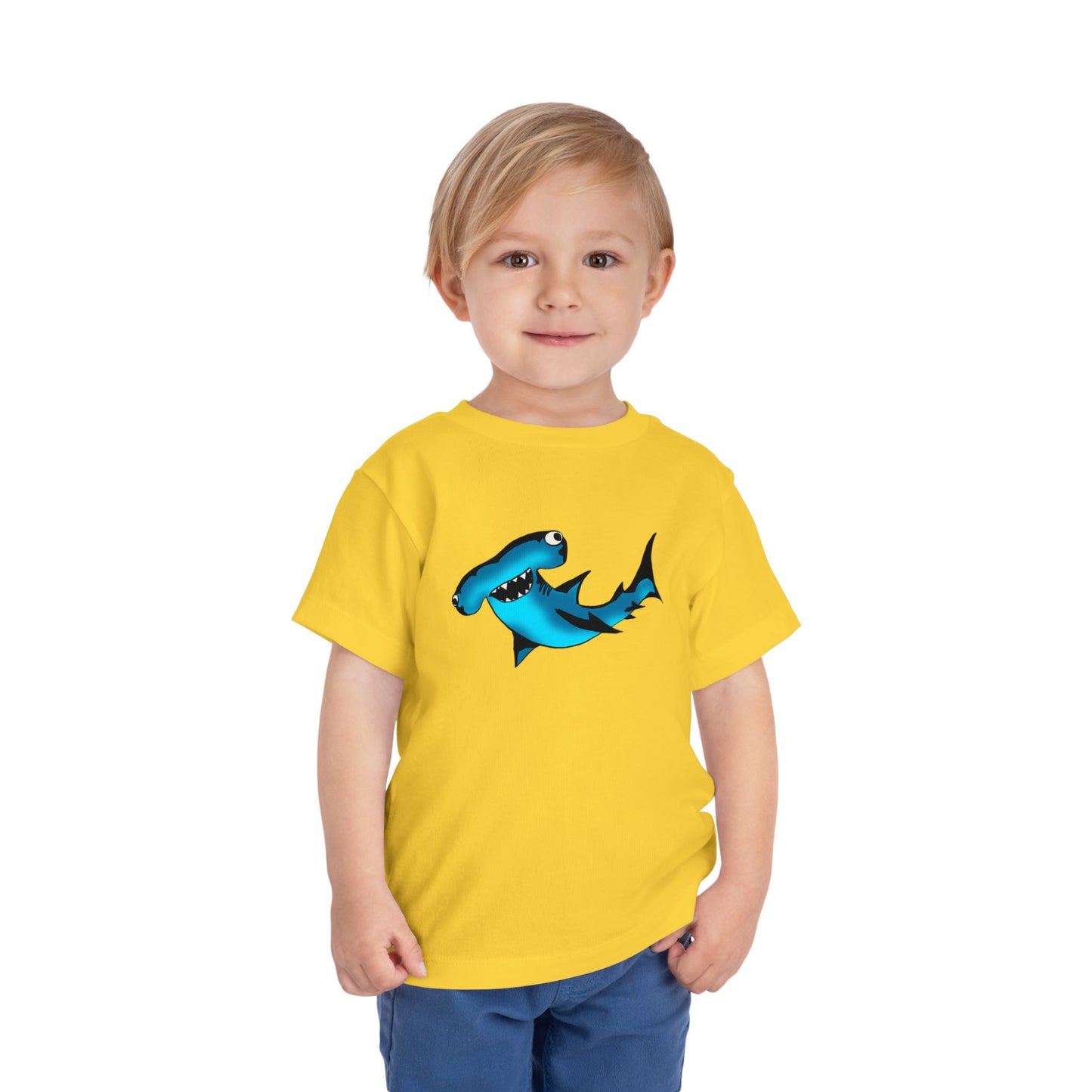 Toddler Shark Tee - Cute Blue Harley Hammerhead Graphic Kids Short Sleeve Shirt