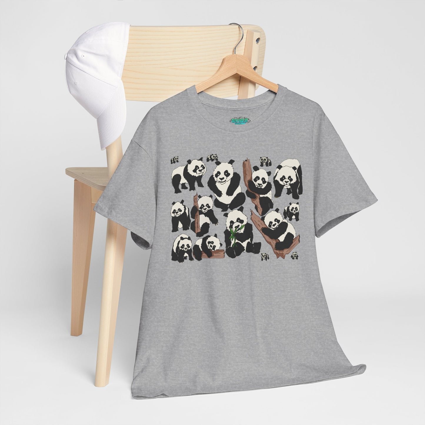 Cute Panda Design Unisex Heavy Cotton Tee | Animal Lover Gift, Casual Wear, Eco-Friendly Apparel, Nature Enthusiast Clothing