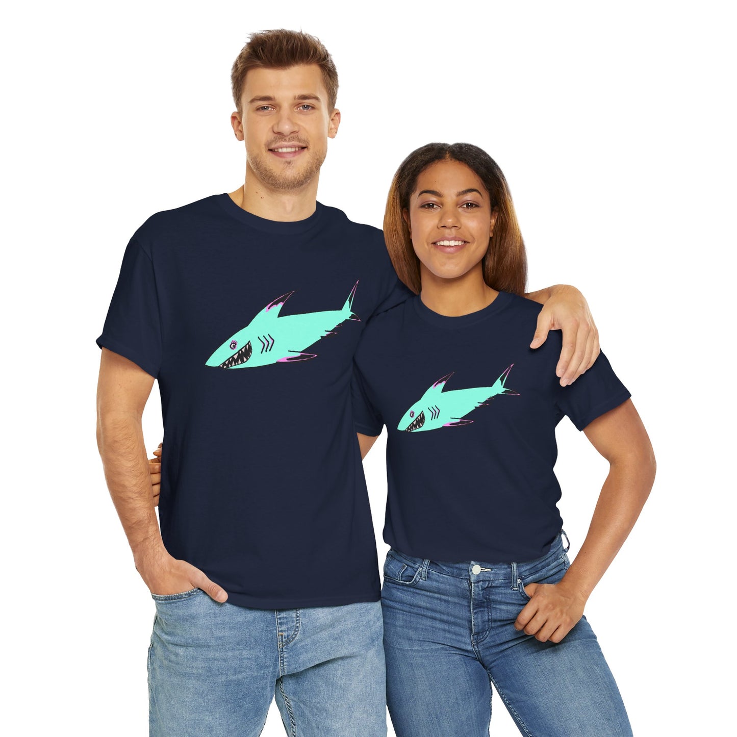 Cool Shark Graphic Unisex Heavy Cotton Tee, Ocean Lover Shirt, Beachwear, Casual Everyday Tee, Gift for Sharks Fans