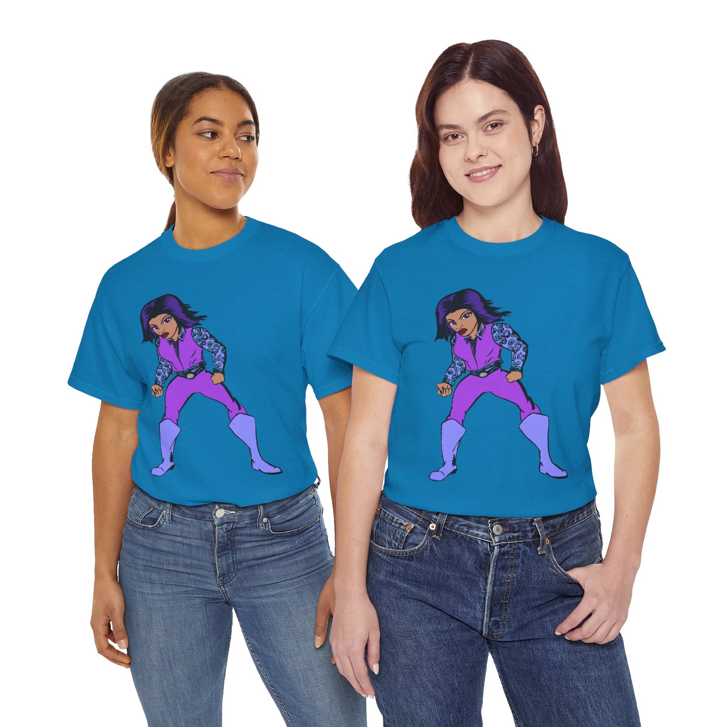 Retro Cartoon Hero Woman Character Unisex Heavy Cotton Tee, Vintage Graphic Tee, Fun T-Shirt, Gift for Fans, Casual Wear, Everyday Tee