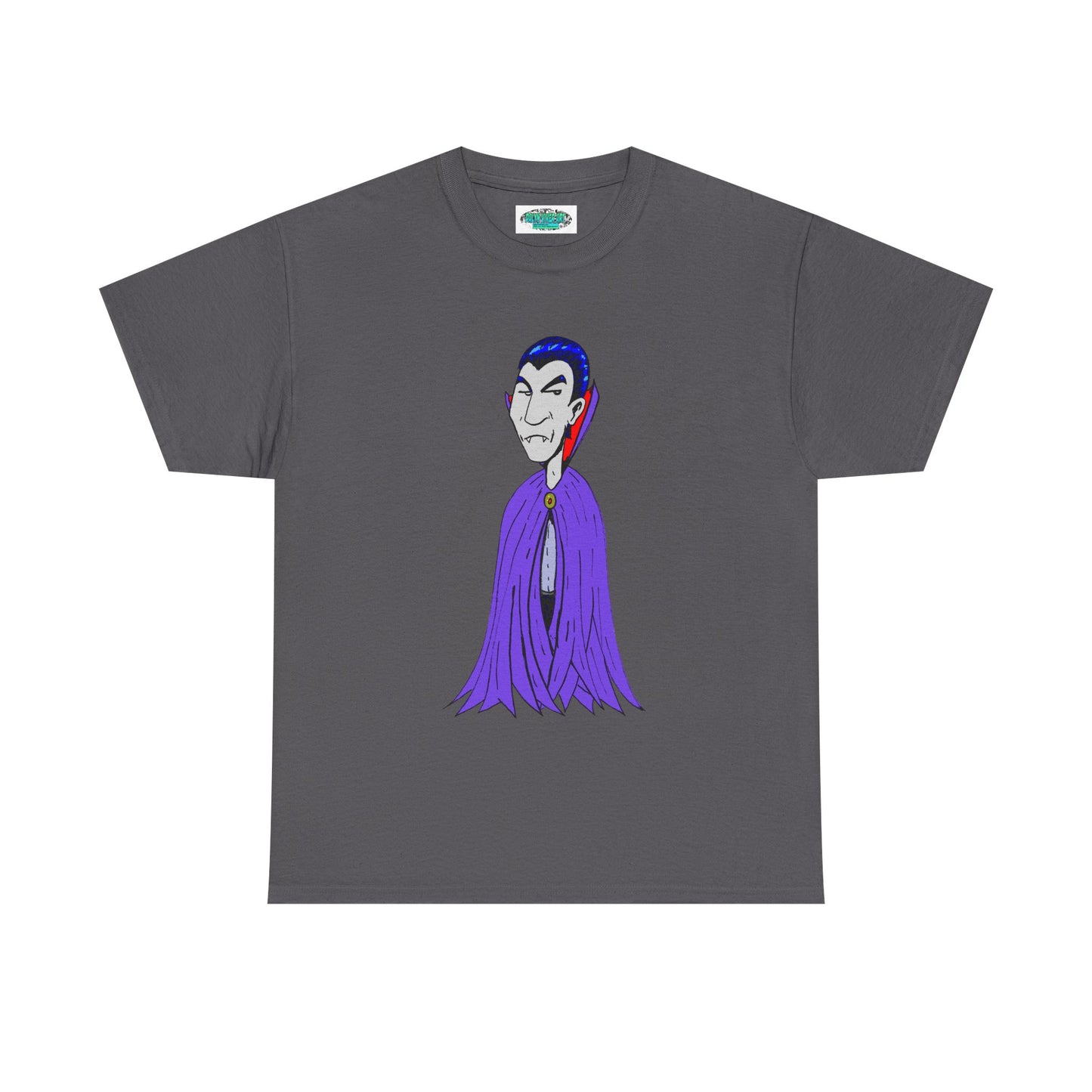 Vampire Cartoon Tee - Cute Purple Cloak Dracula Graphic T-Shirt