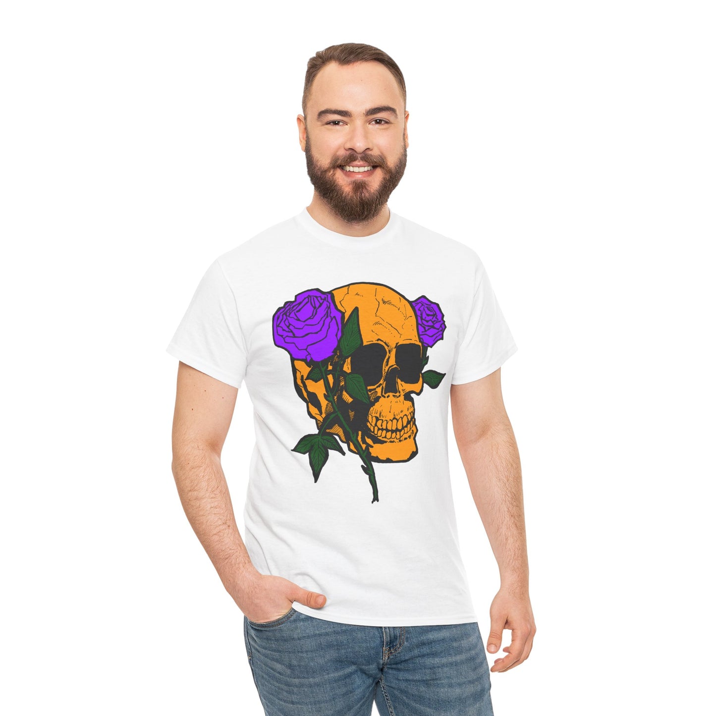 Skull and Roses Unisex Tee, Gothic Aesthetic Shirt, Vintage Graphic T-Shirt, Streetwear Essentials, Edgy Casual Wear