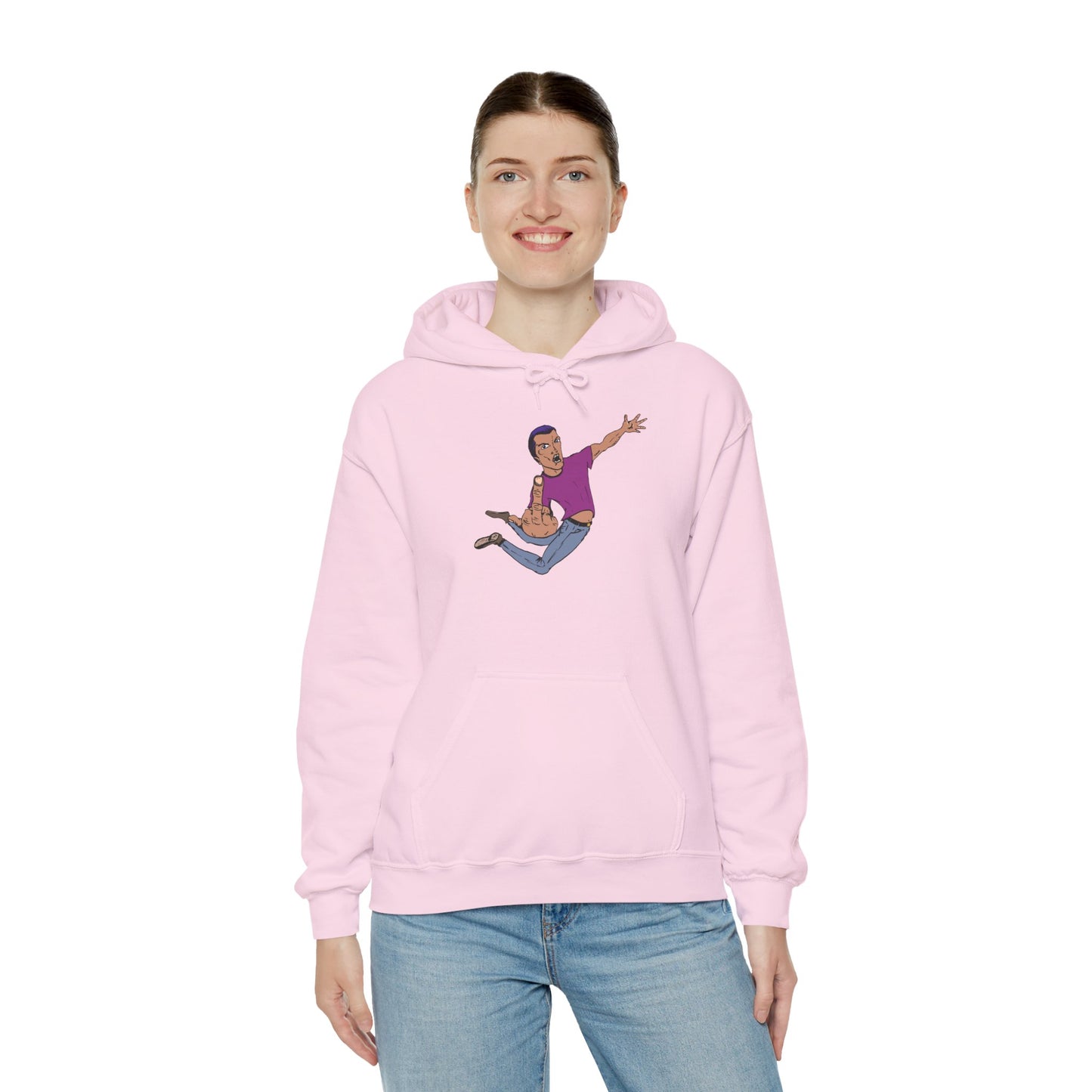 Funny Flying Eff Unisex Hooded Sweatshirt with Cartoon Design, Casual Hoodie, Gift for Friends, Birthday Gift, Loungewear
