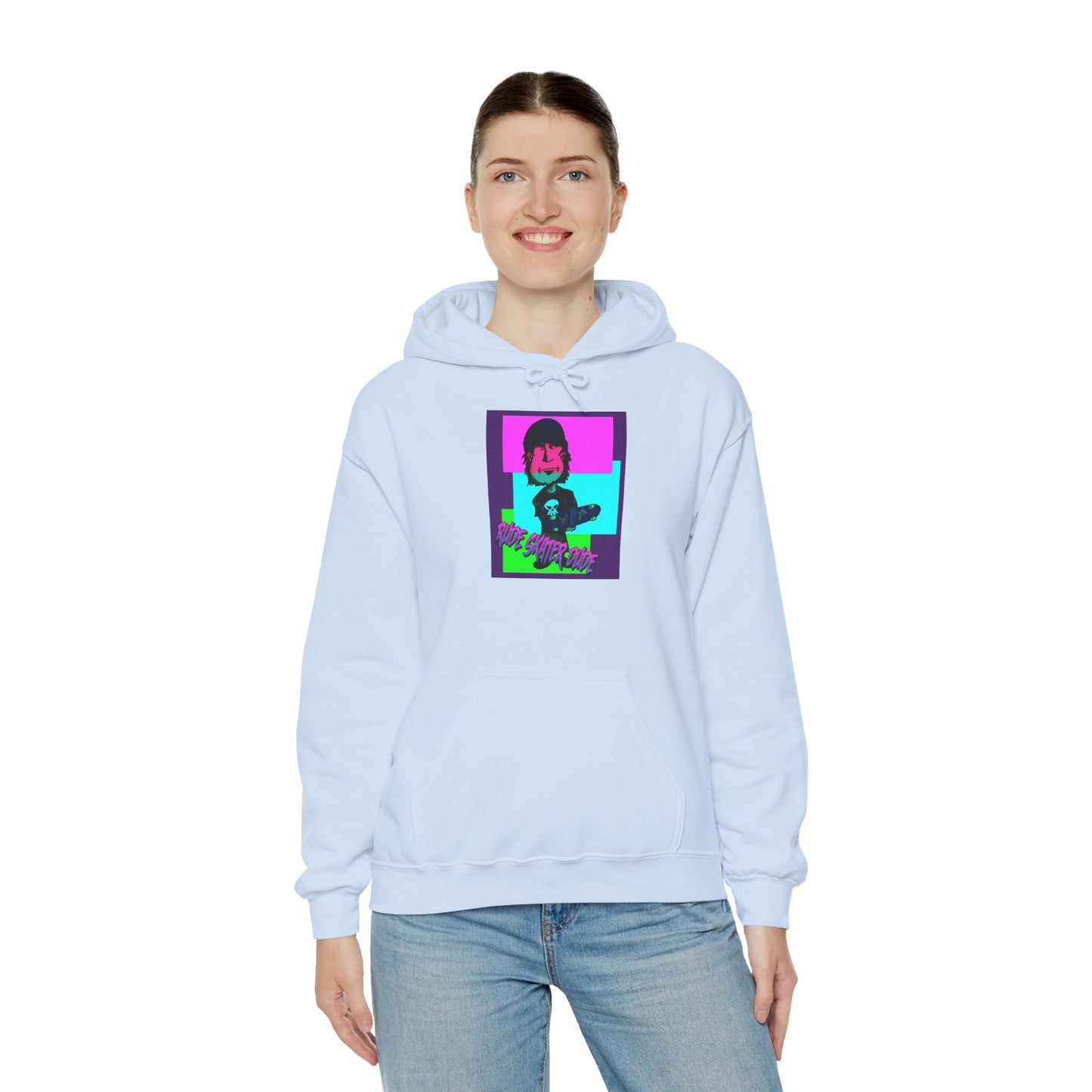 Retro Neon Rude Skater Dude Hoodie — Streetwear