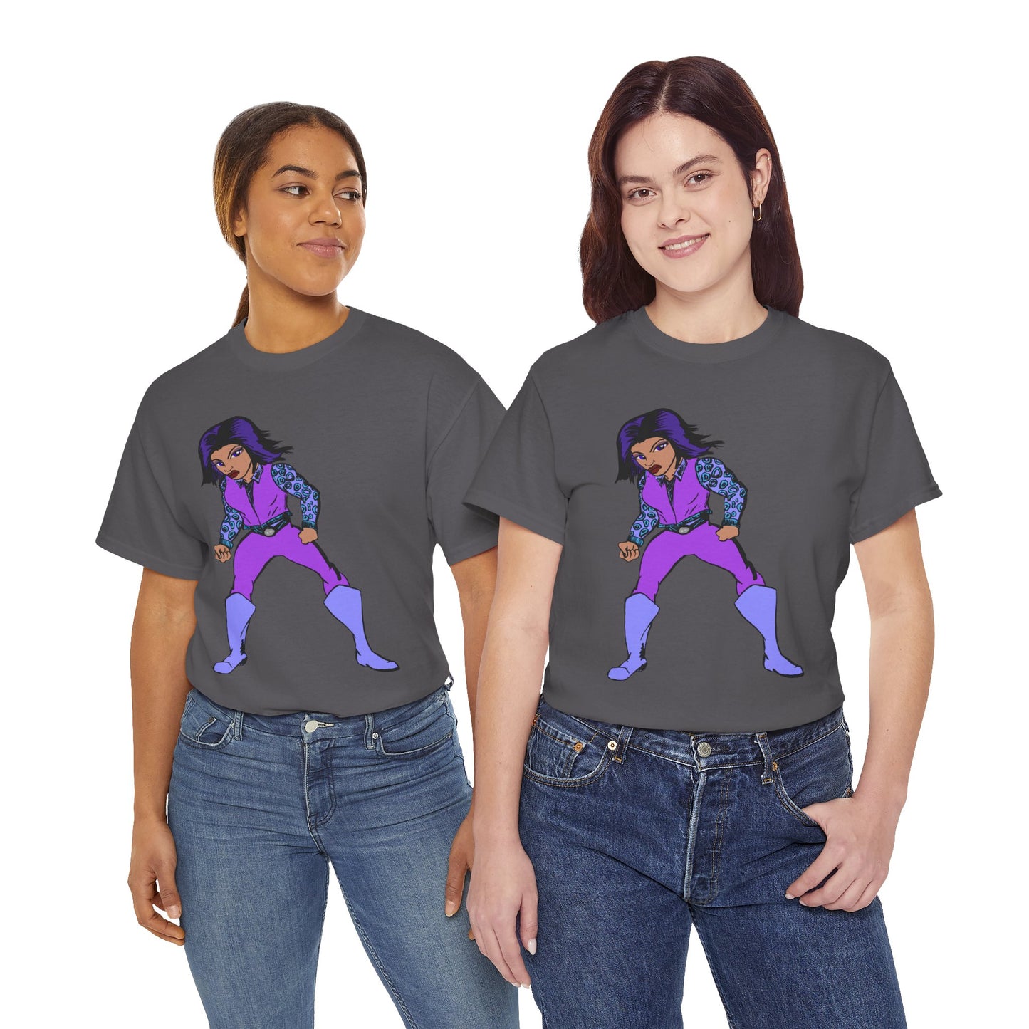 Retro Cartoon Hero Woman Character Unisex Heavy Cotton Tee, Vintage Graphic Tee, Fun T-Shirt, Gift for Fans, Casual Wear, Everyday Tee