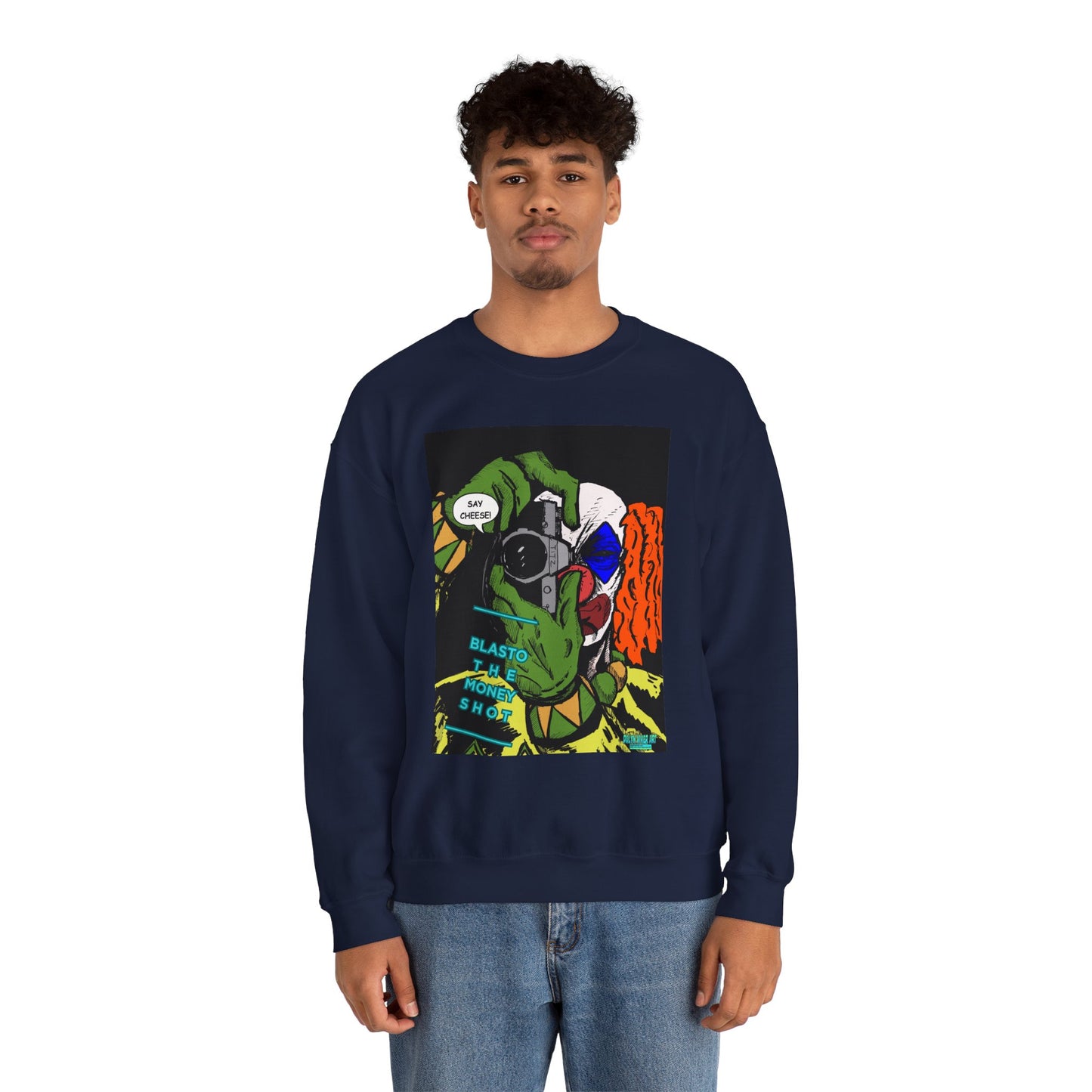 Blasto the Clown Retro Homage Graphic Crewneck Sweatshirt - 'Blast from the Past'