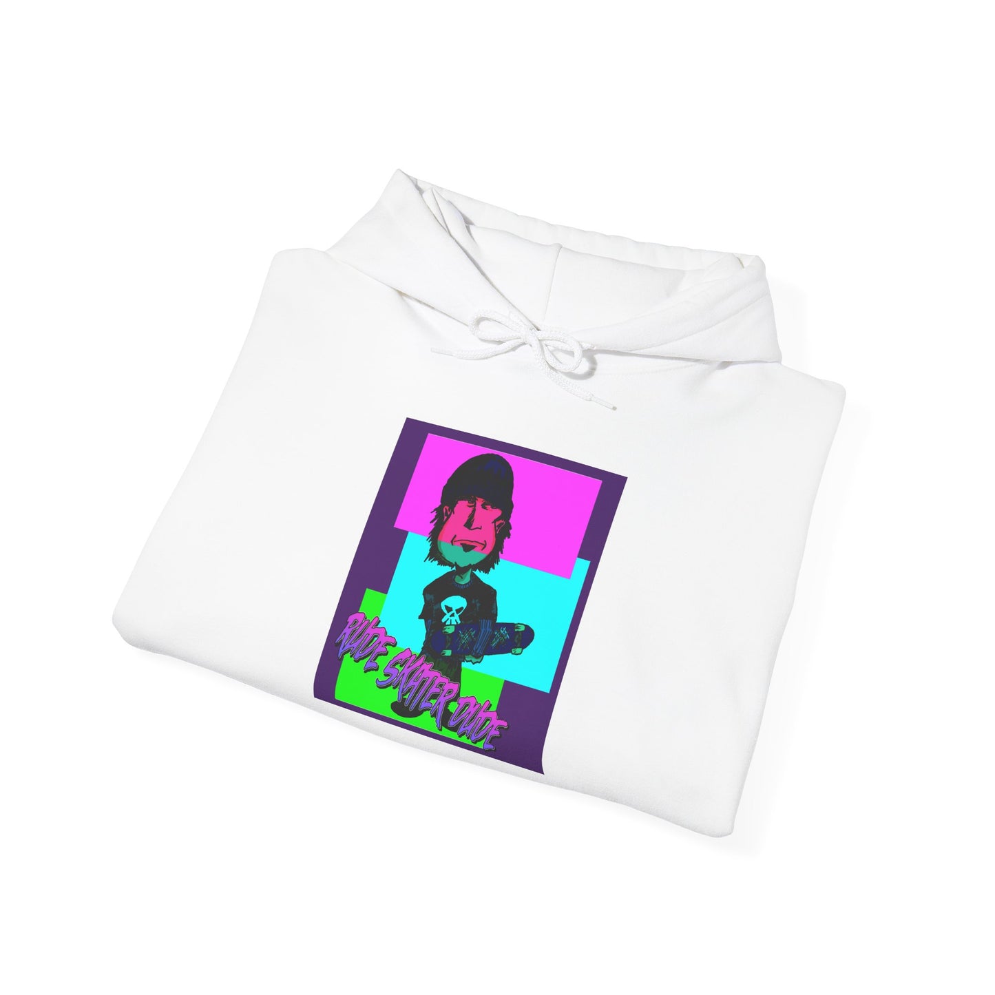Retro Neon Rude Skater Dude Hoodie — Streetwear