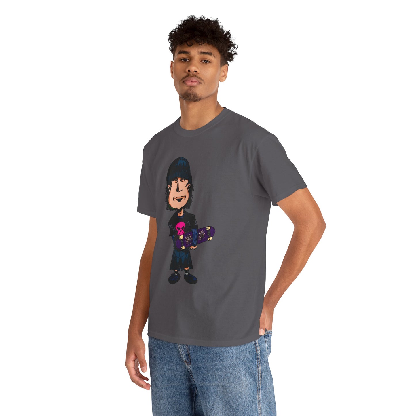 Rude Skater Dude - Skate Punk - Skater Kid Cartoon T‑Shirt — Cute Skateboarder Graphic Tee