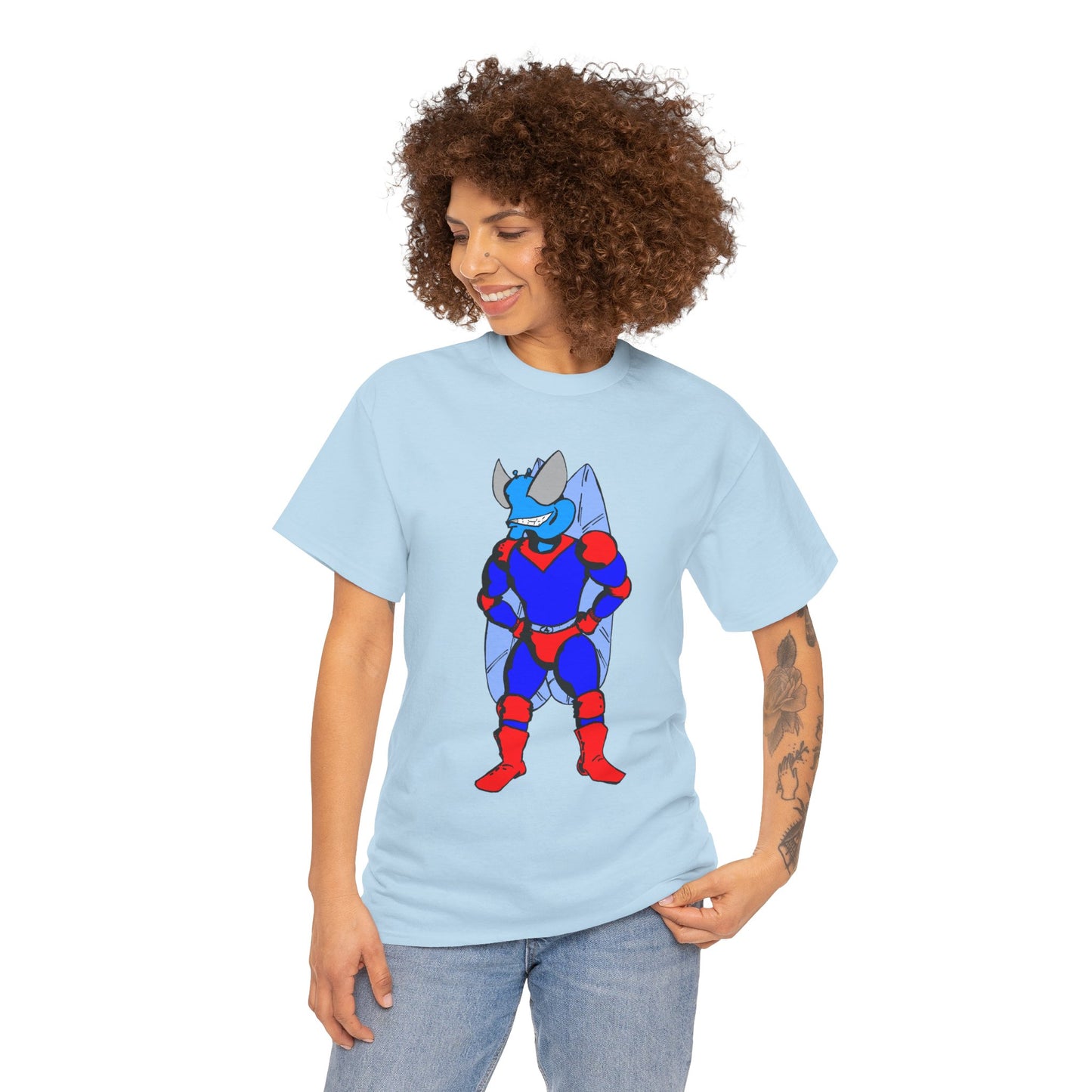 Astro-Fly Hero Graphic Tee - Blue & Red Superhero T-Shirt