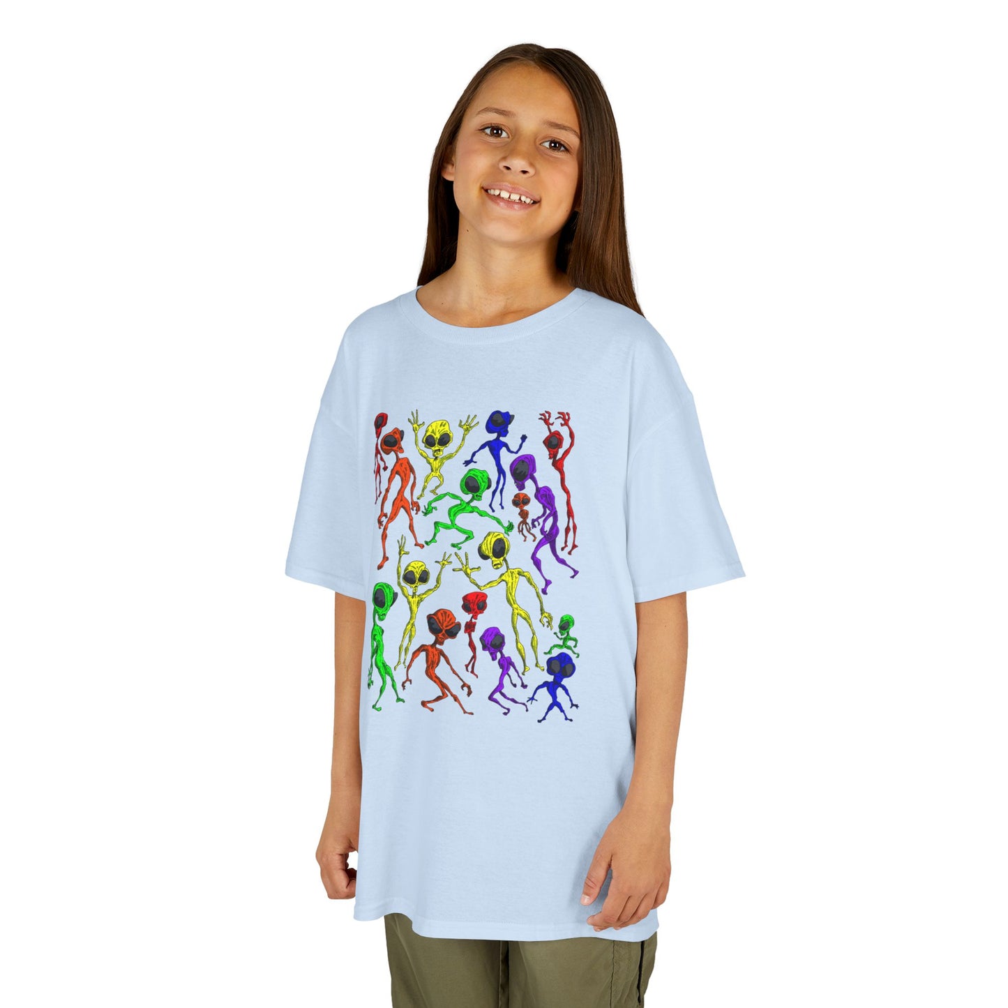 Colorful Alien Dance Party Kids Tee, Fun Graphic T-Shirt, Youth Summer Apparel, Gift for Young Dancers, Birthday Party Outfit, Festival Wear