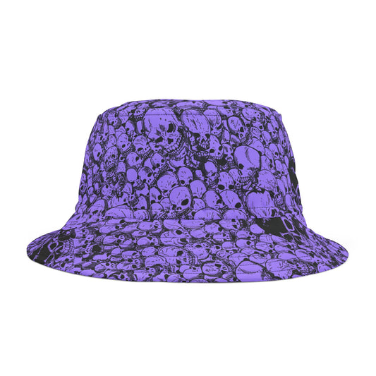 Purple Gathering of Skulls Print Bucket Hat - Edgy Summer Accessory