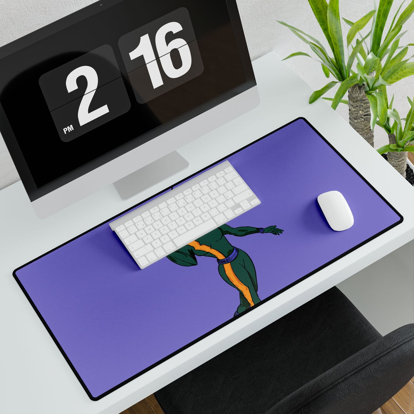 Purple Sci‑Fi Hero Desk Mat – Gamer Mouse Pad with Futuristic Female Character