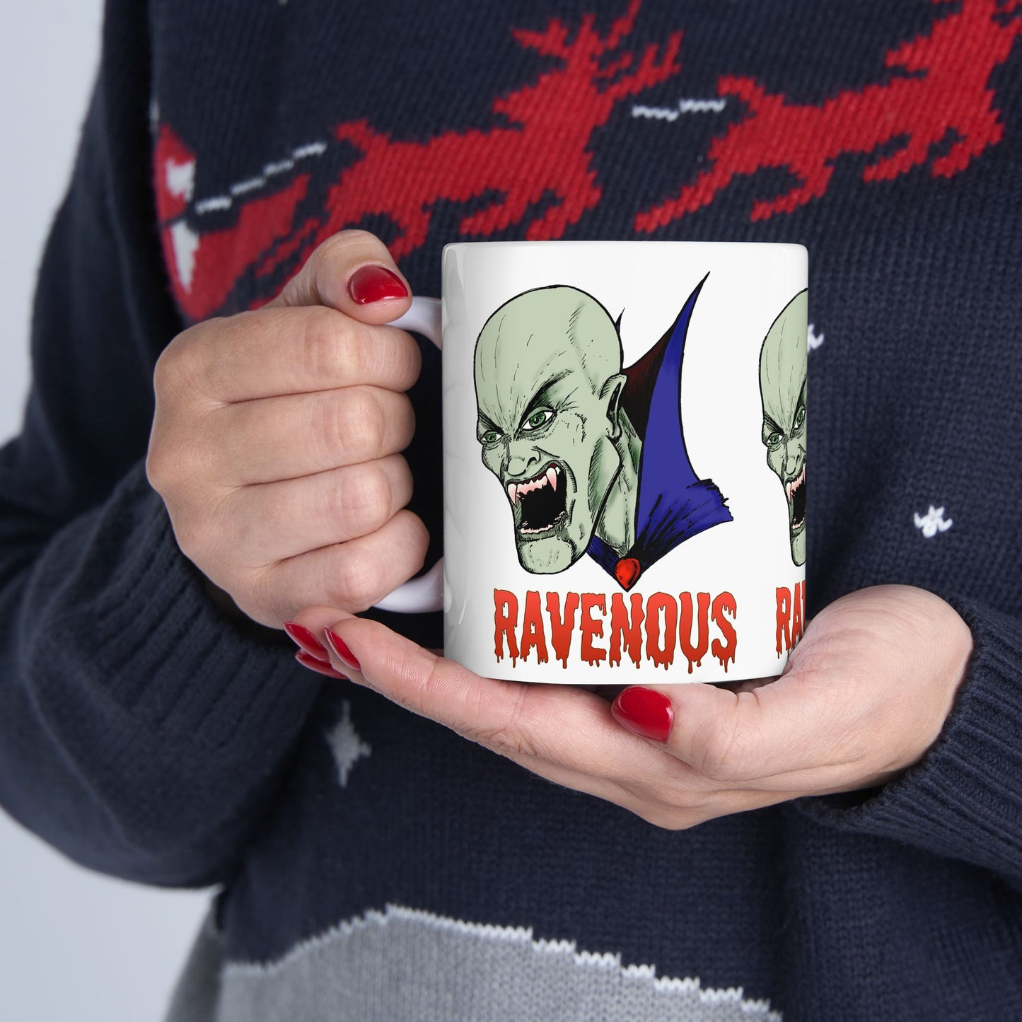 Vampire Mug, Ravenous Bloodthirsty Creature Horror Gothic 11oz/15oz Ceramic Mug