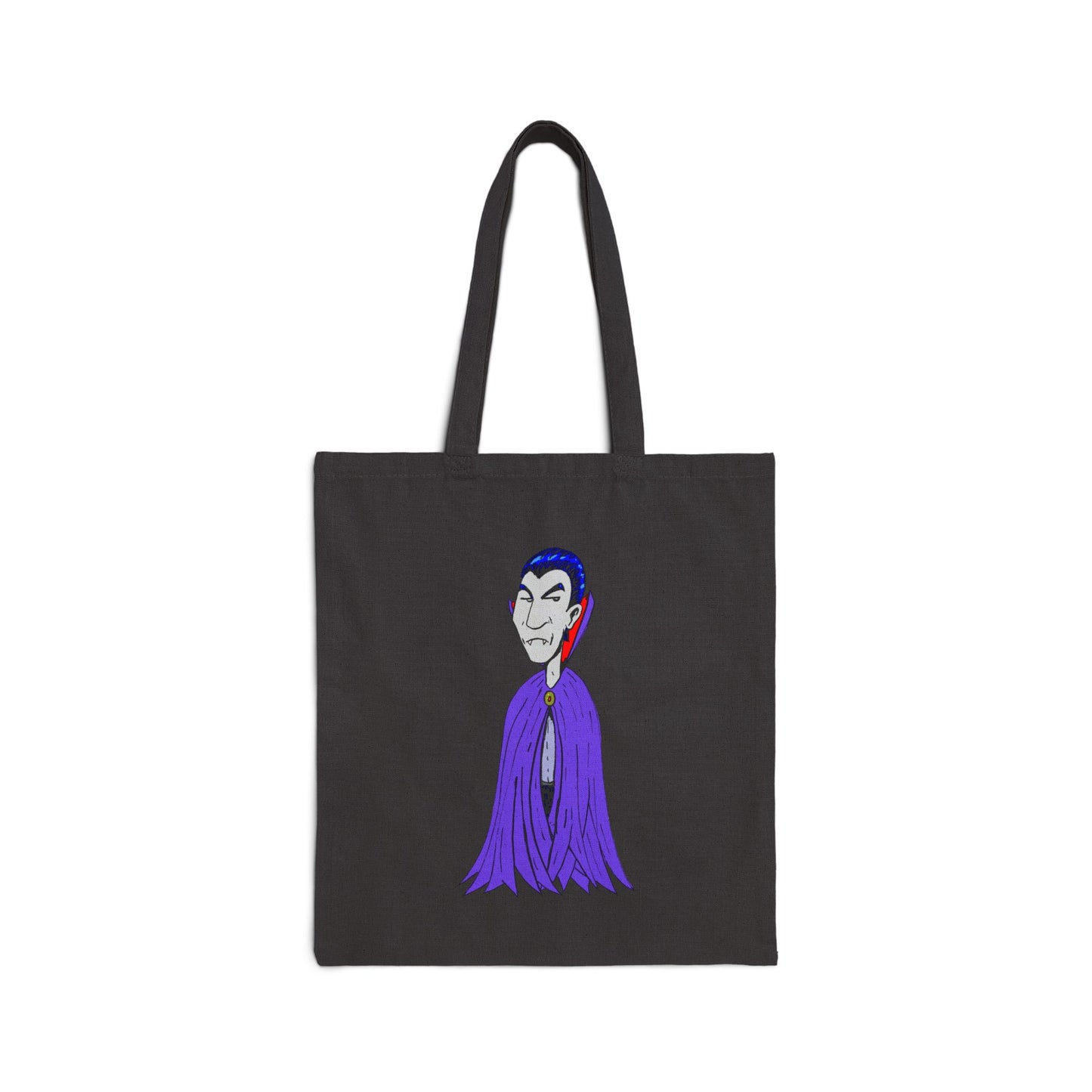 Silly Vampire Cartoon Cotton Tote Bag — Cute Gothic Halloween Canvas Tote