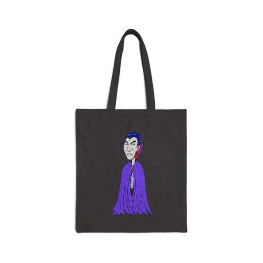 Silly Vampire Cartoon Cotton Tote Bag — Cute Gothic Halloween Canvas Tote