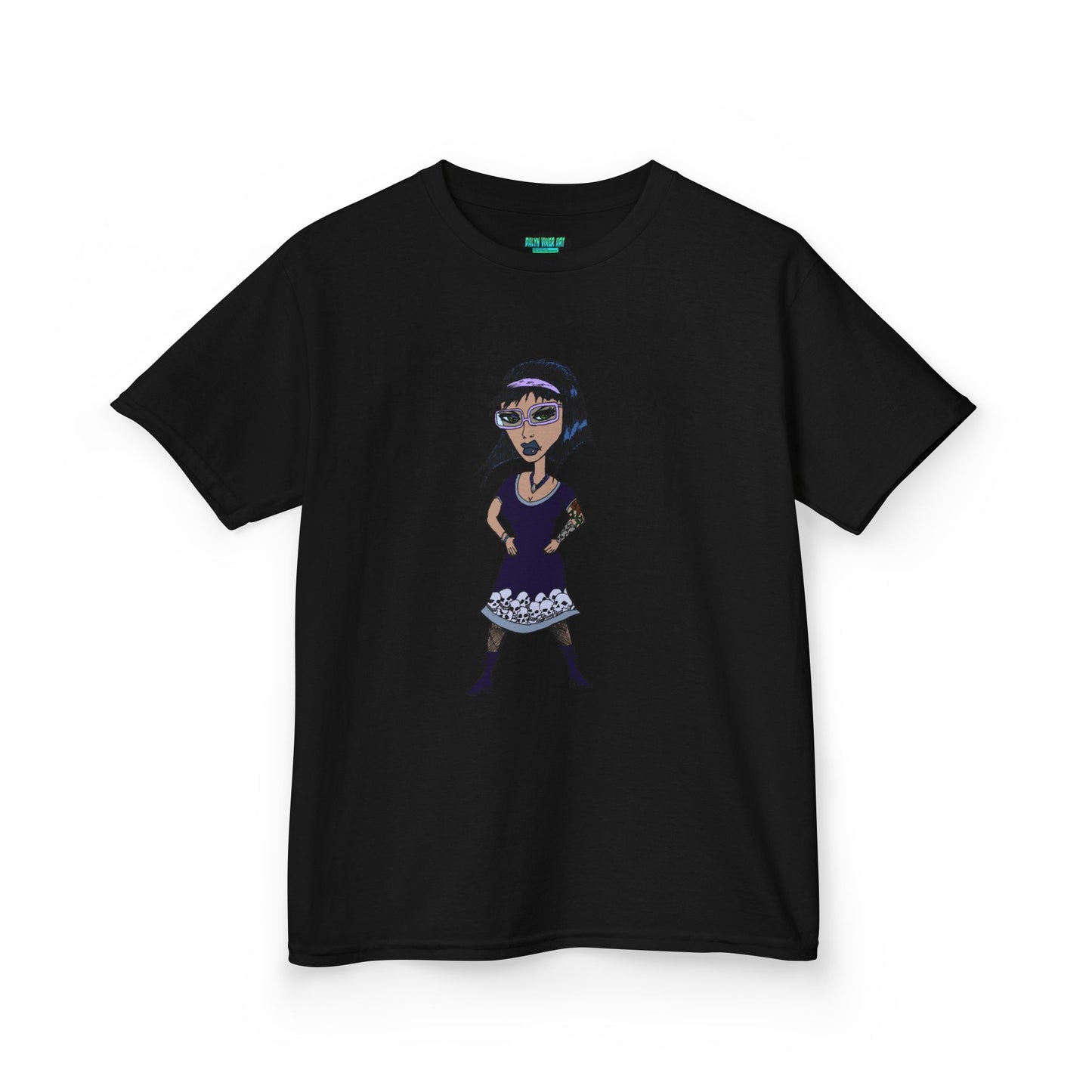 Kids Tee — Vintage Gothic Girl Cartoon Graphic Tee for Children