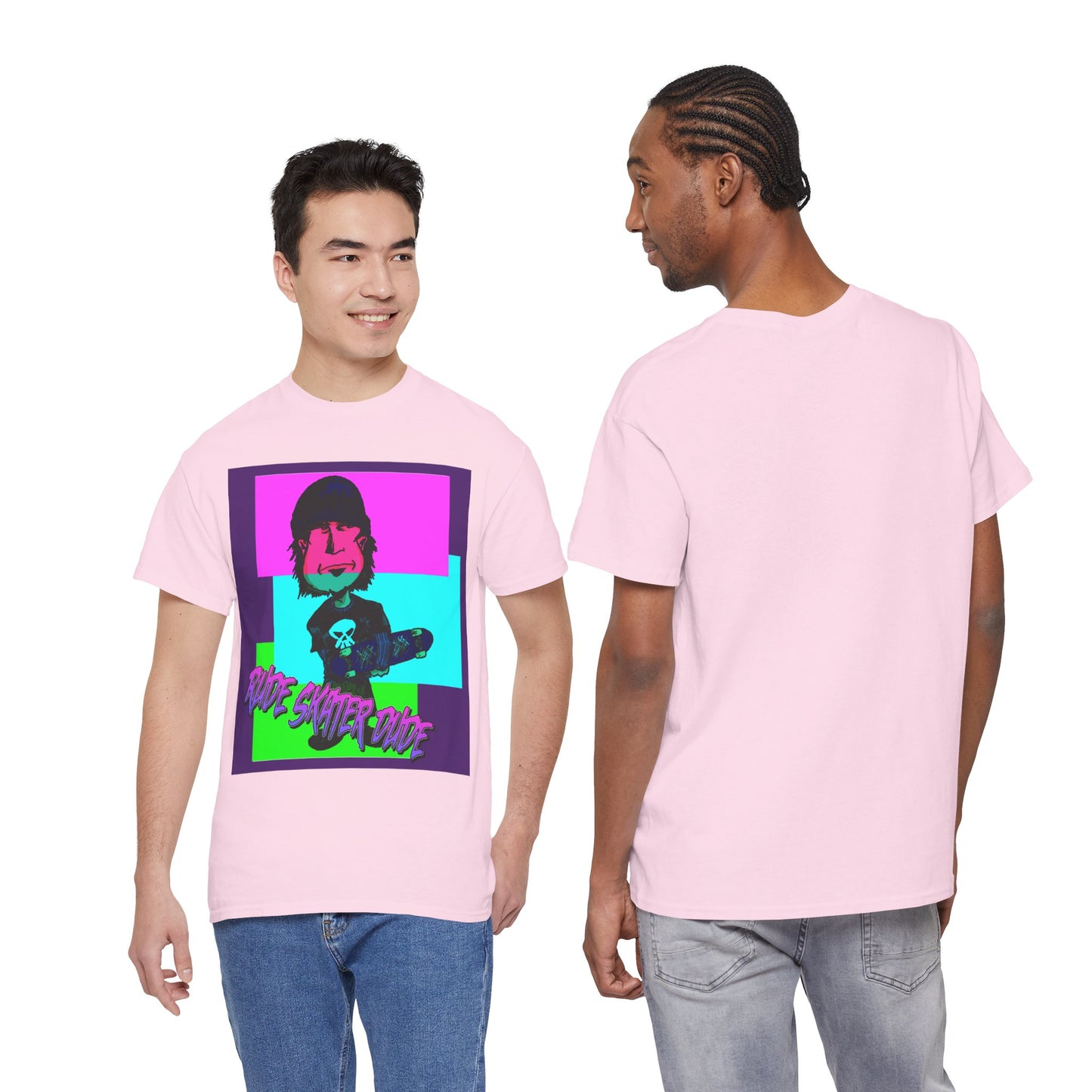 Retro Neon Skateboard Tee — "Rude Skater Dude" Graphic