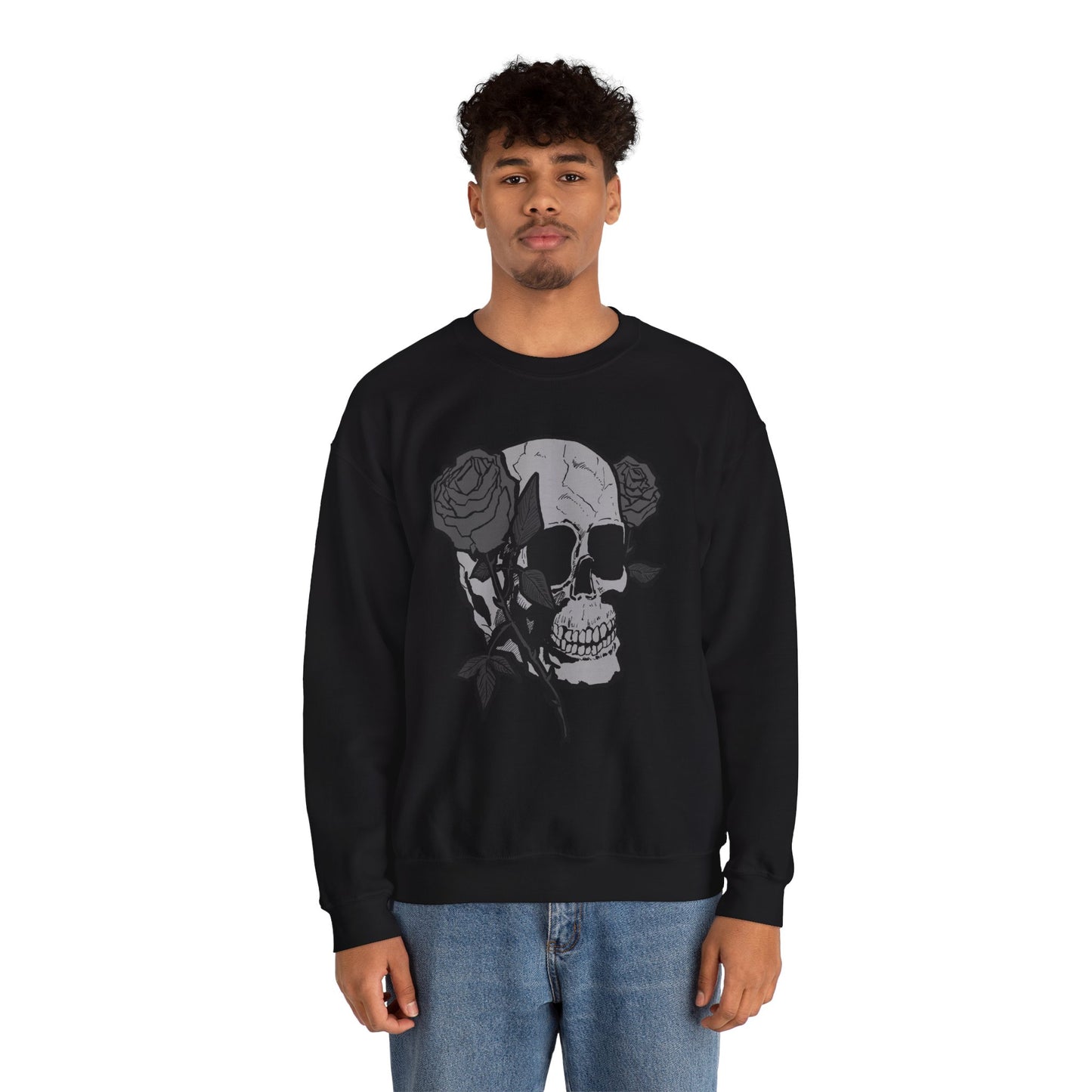 Skull and Roses Crewneck Sweatshirt - Unisex Heavy Blend™