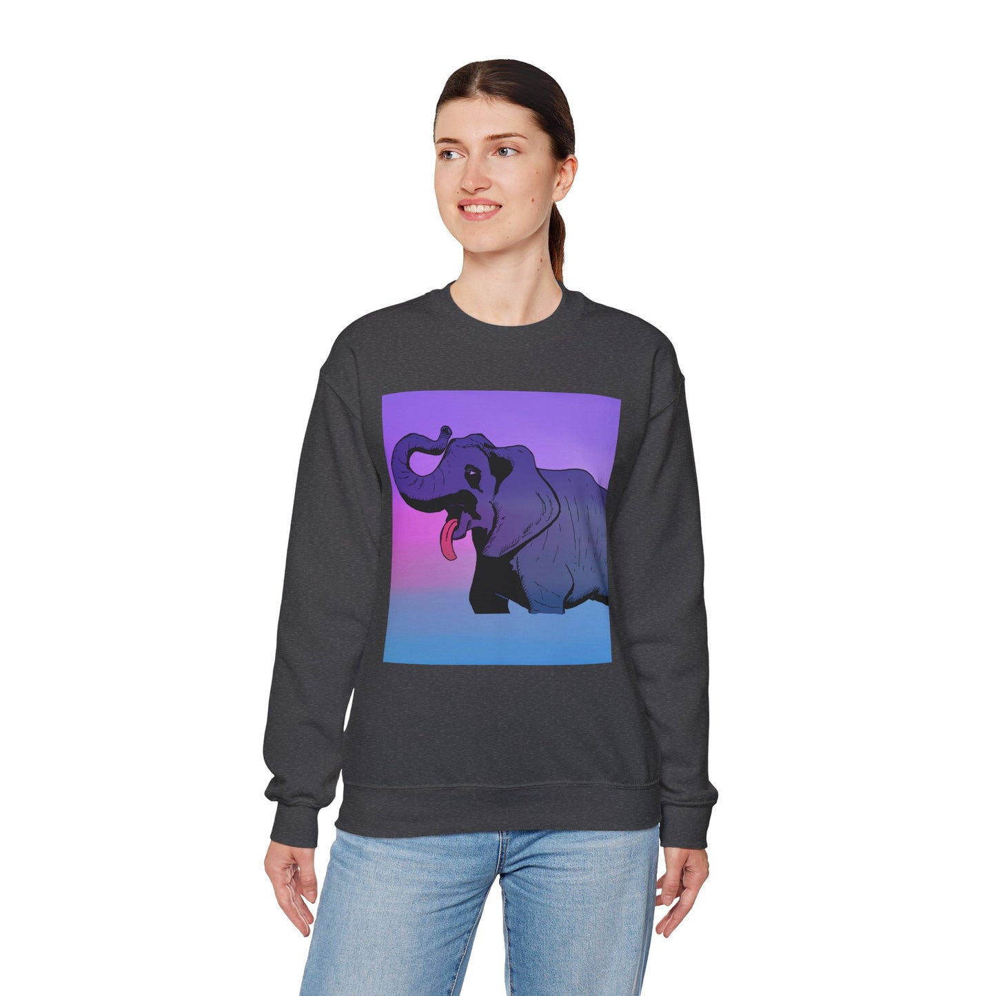 Elephant Art Unisex Crewneck Sweatshirt – Vibrant and Cozy Statement Piece