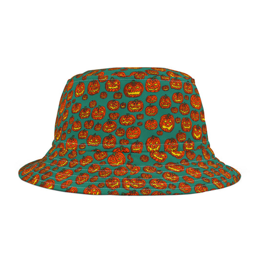 Halloween Pumpkin Bucket Hat, Cute Fall Hat, AOP Bucket Hat, Festival Gear, Trick or Treat Accessory