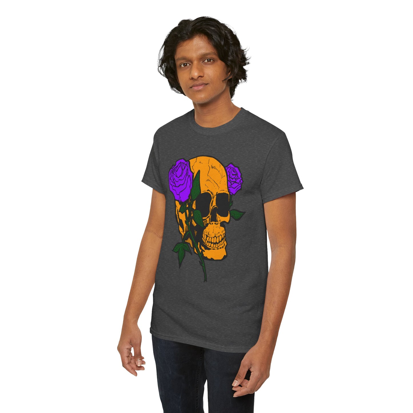 Skull and Roses Unisex Tee, Gothic Aesthetic Shirt, Vintage Graphic T-Shirt, Streetwear Essentials, Edgy Casual Wear
