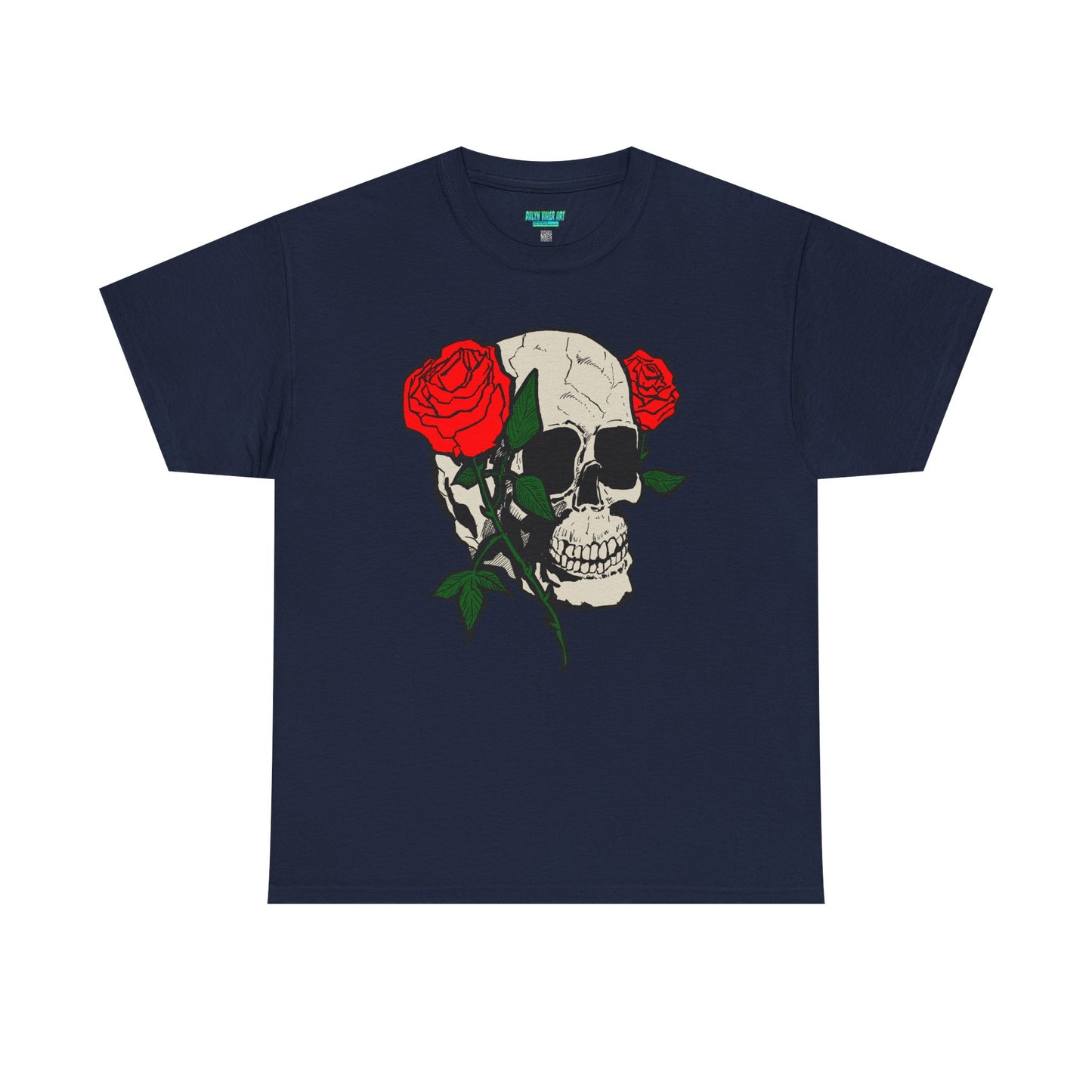 Skull & Roses Unisex Heavy Cotton Tee - Edgy Graphic T-Shirt for Casual Style