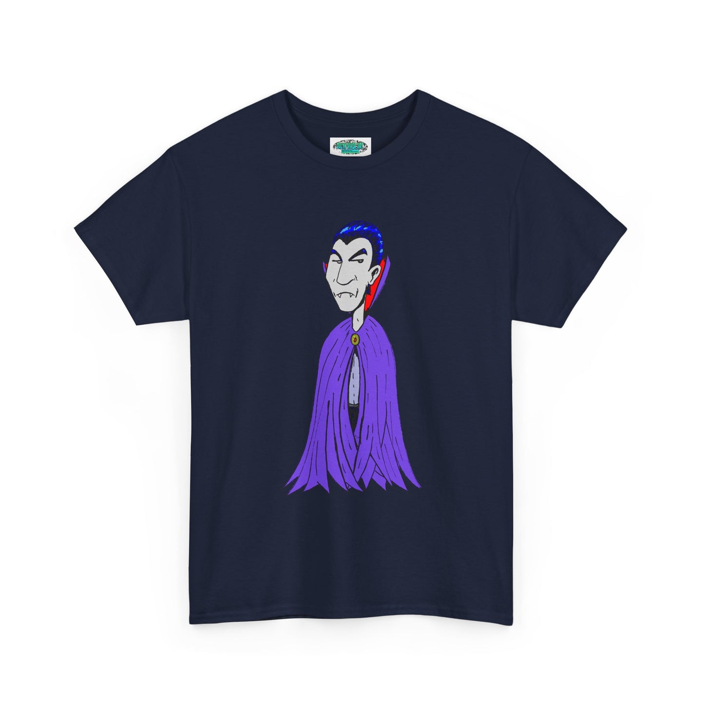 Vampire Cartoon Tee - Cute Purple Cloak Dracula Graphic T-Shirt