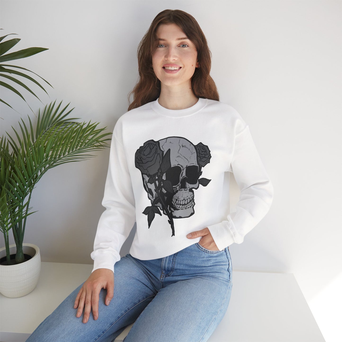 Skull and Roses Crewneck Sweatshirt - Unisex Heavy Blend™