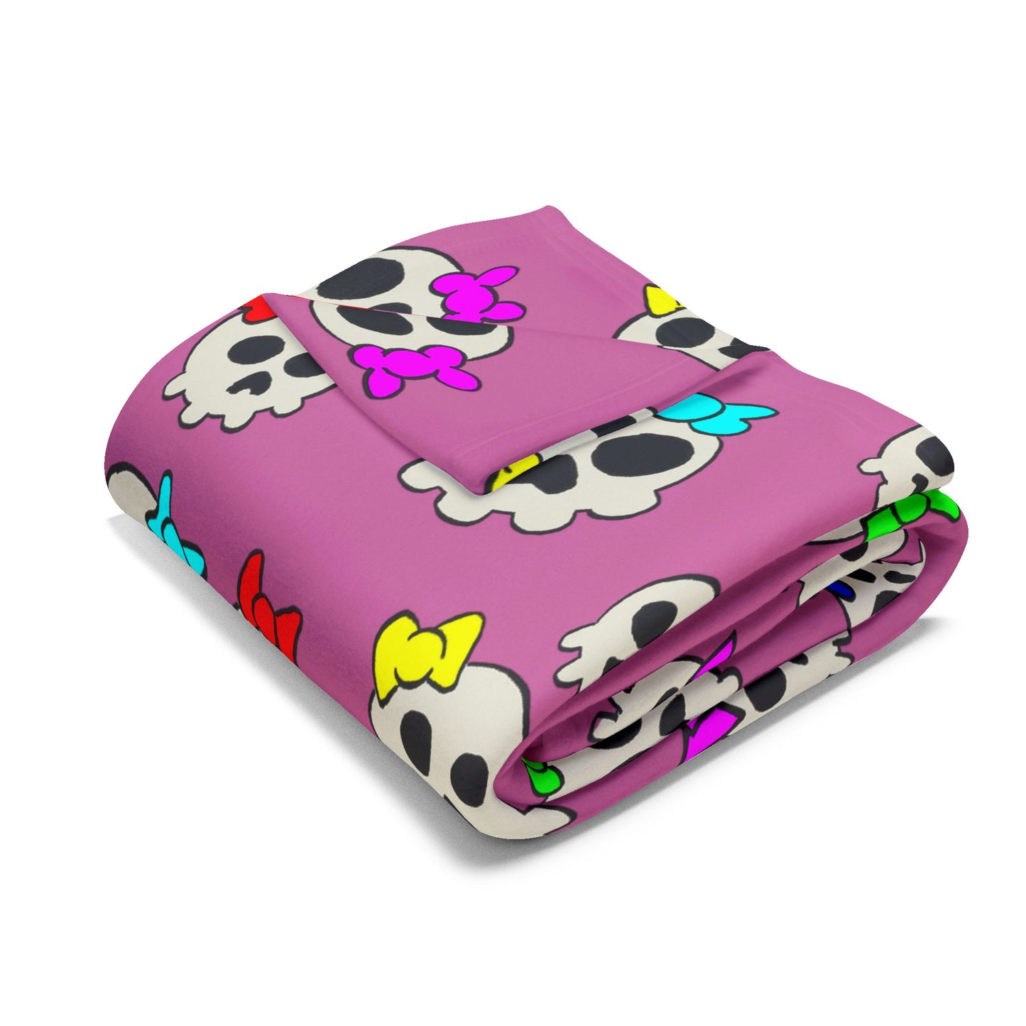 Delightfully Cute Skulls - Pink - Arctic Fleece Blanket