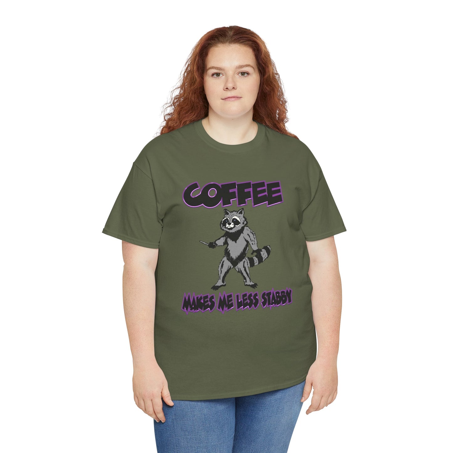 Funny Coffee Raccoon Unisex Heavy Cotton Tee