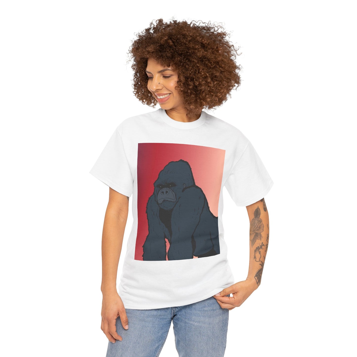 Gorilla Graphic Tee — Vintage Sunset Primate Illustration Shirt